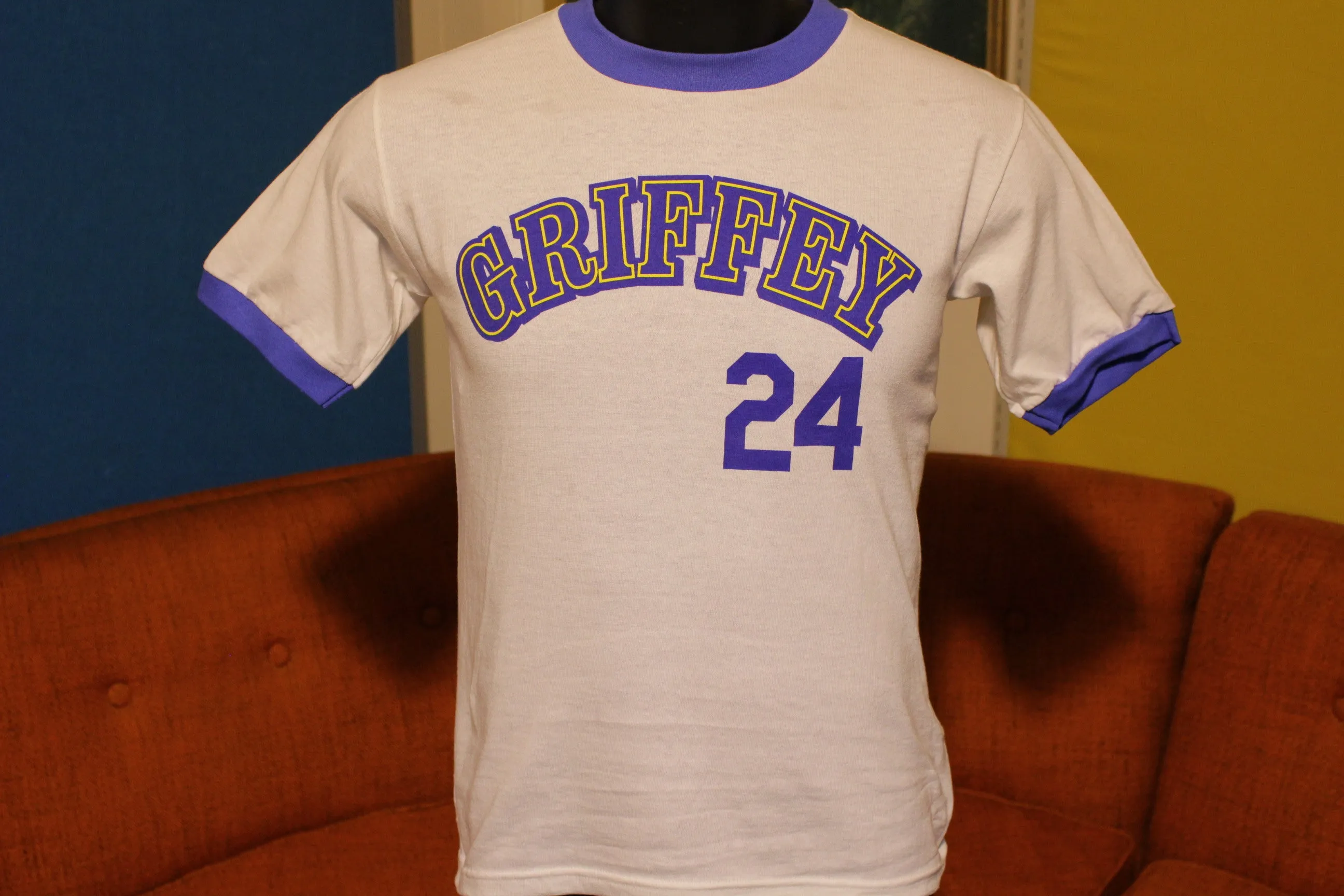 1989 Ken Griffey Jr. #24 Ringer T-Shirt. Vintage Seattle Mariners. Mint NWOT