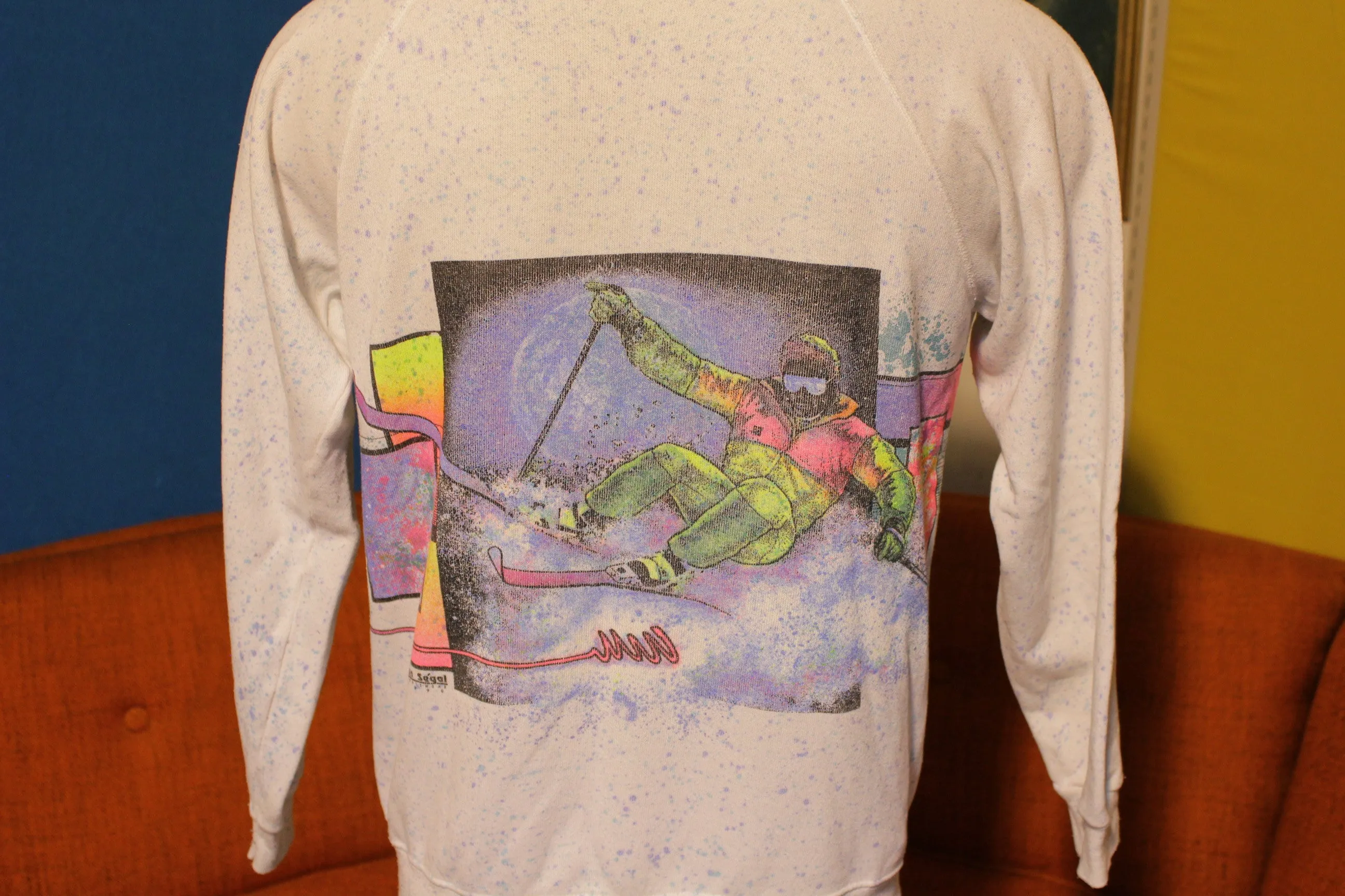 1990 San Segal Vintage Utah Collegiate Extreme Ski Sweatshirt. 90's Fluorescent