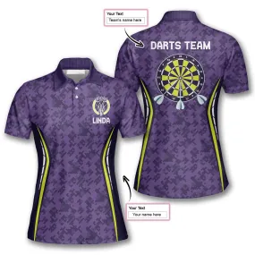 3D All Over Print Purple Lego Pattern Custom Darts Shirts for Women, Dart Polo Shirt