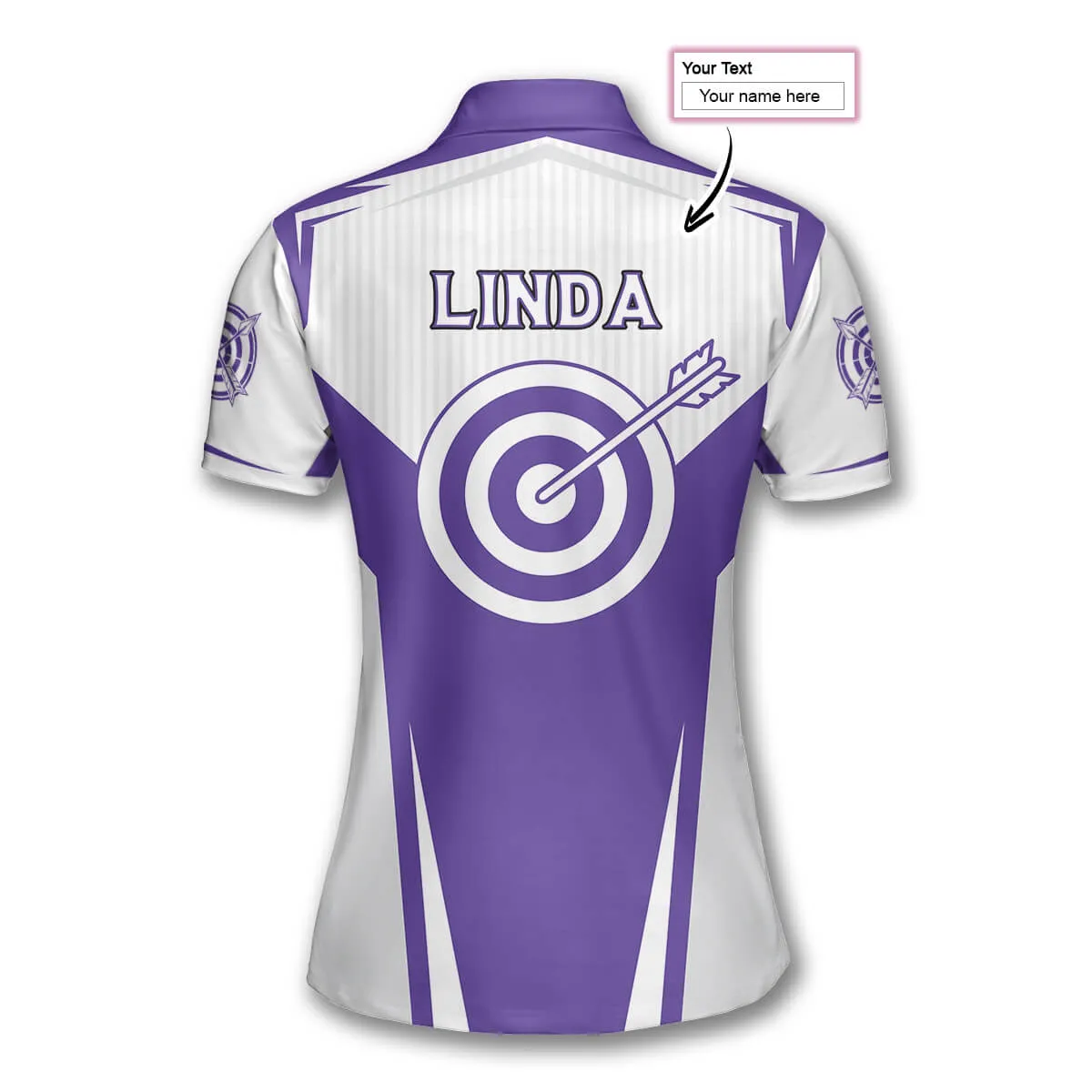 3D All Over Print Purple White Version Custom Archery Shirts for Women, Archery Polo Shirt