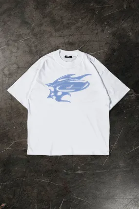 ABSTRAKT DUSTY BLUE - WHITE T-SHIRT