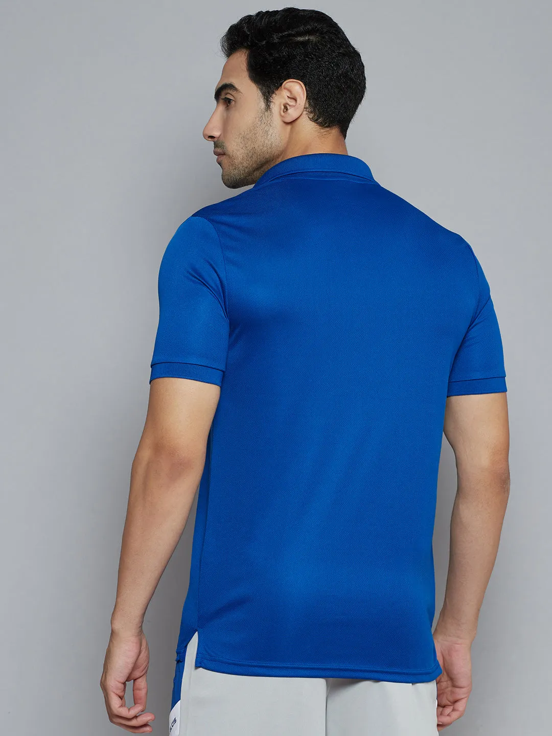 Alcis Men Blue Solid Polo Collar Slim Fit Wonder T-shirt