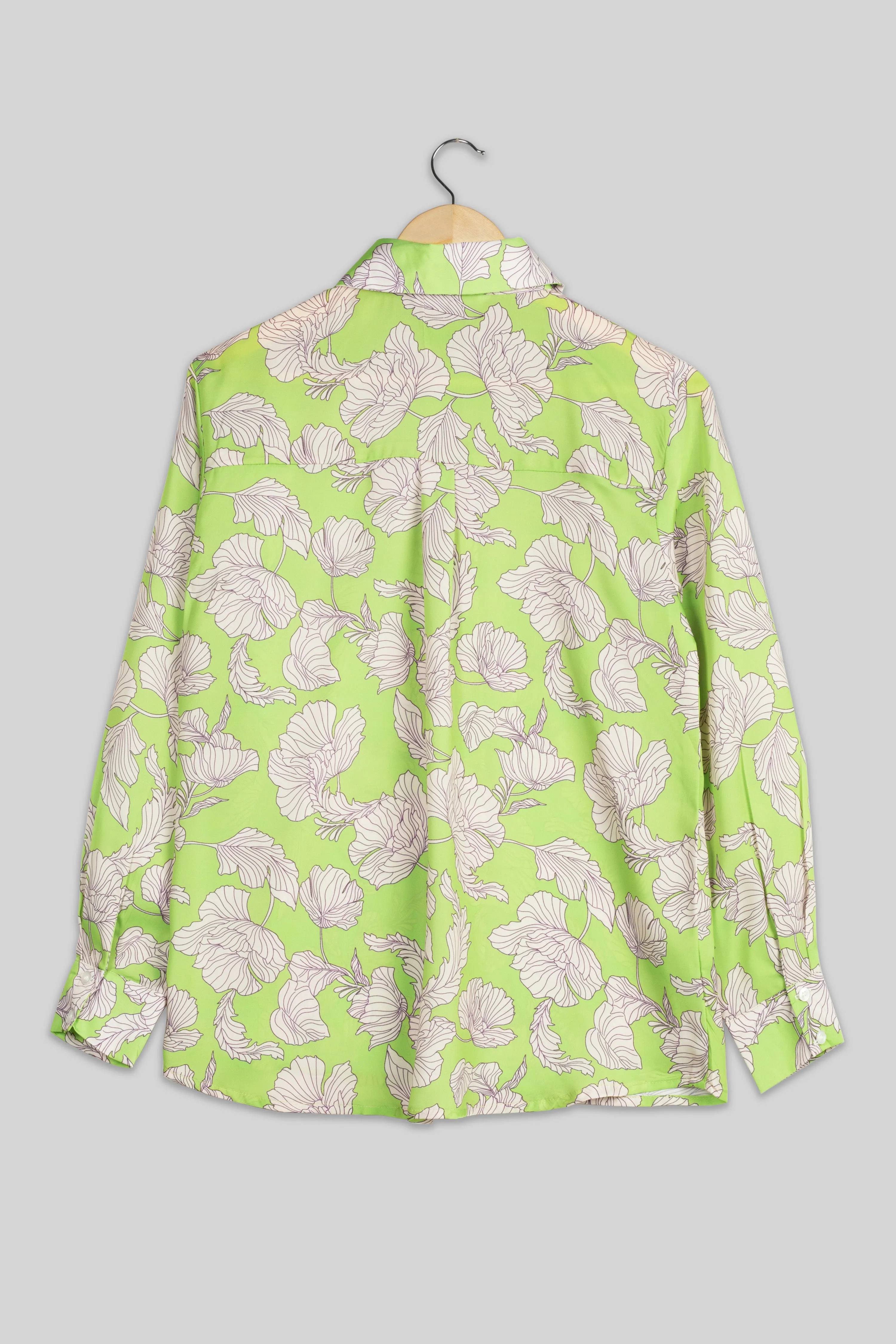 Ancient Green Floral Shirt For Women