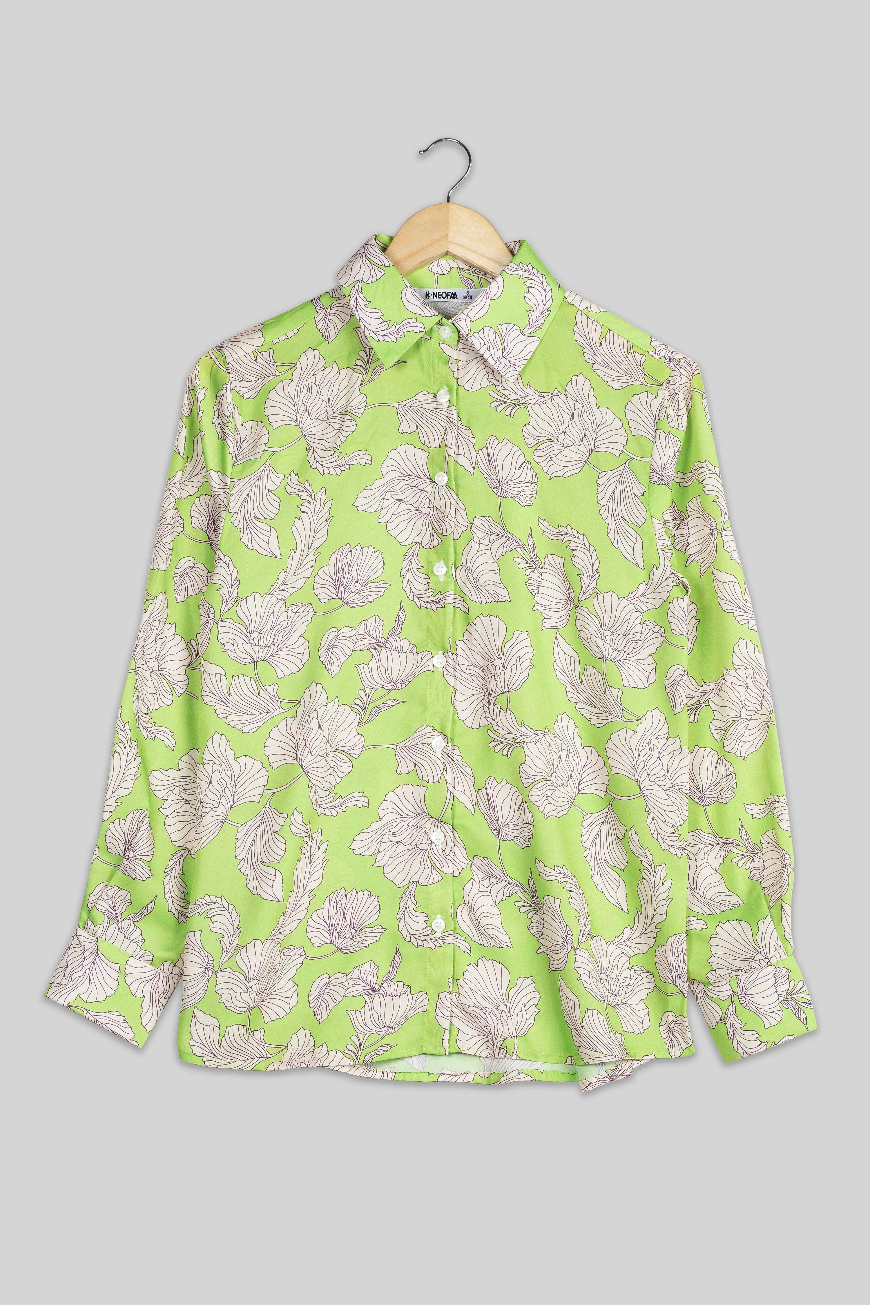 Ancient Green Floral Shirt For Women