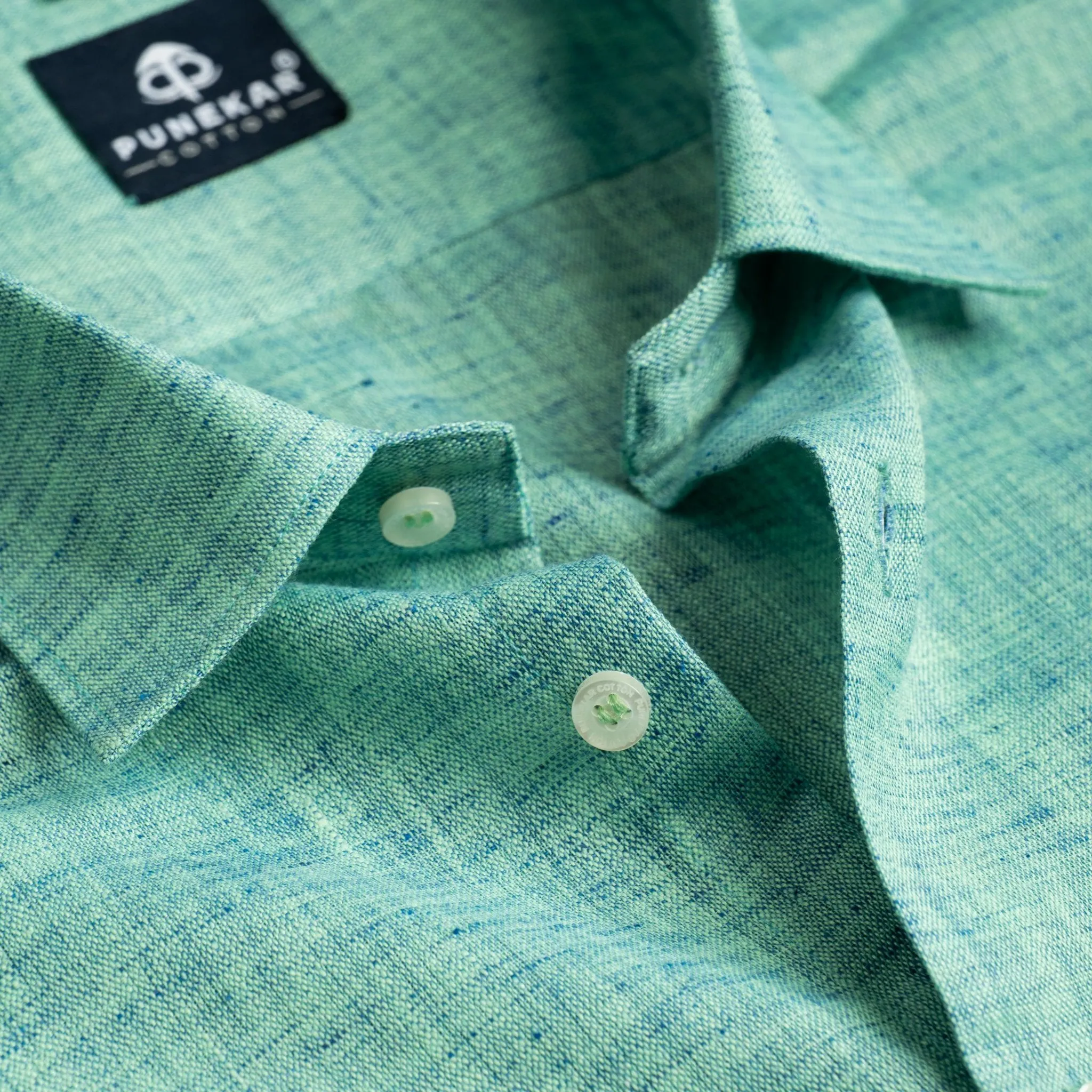 Aqua Green Color Poly Cotton Shirt For Men