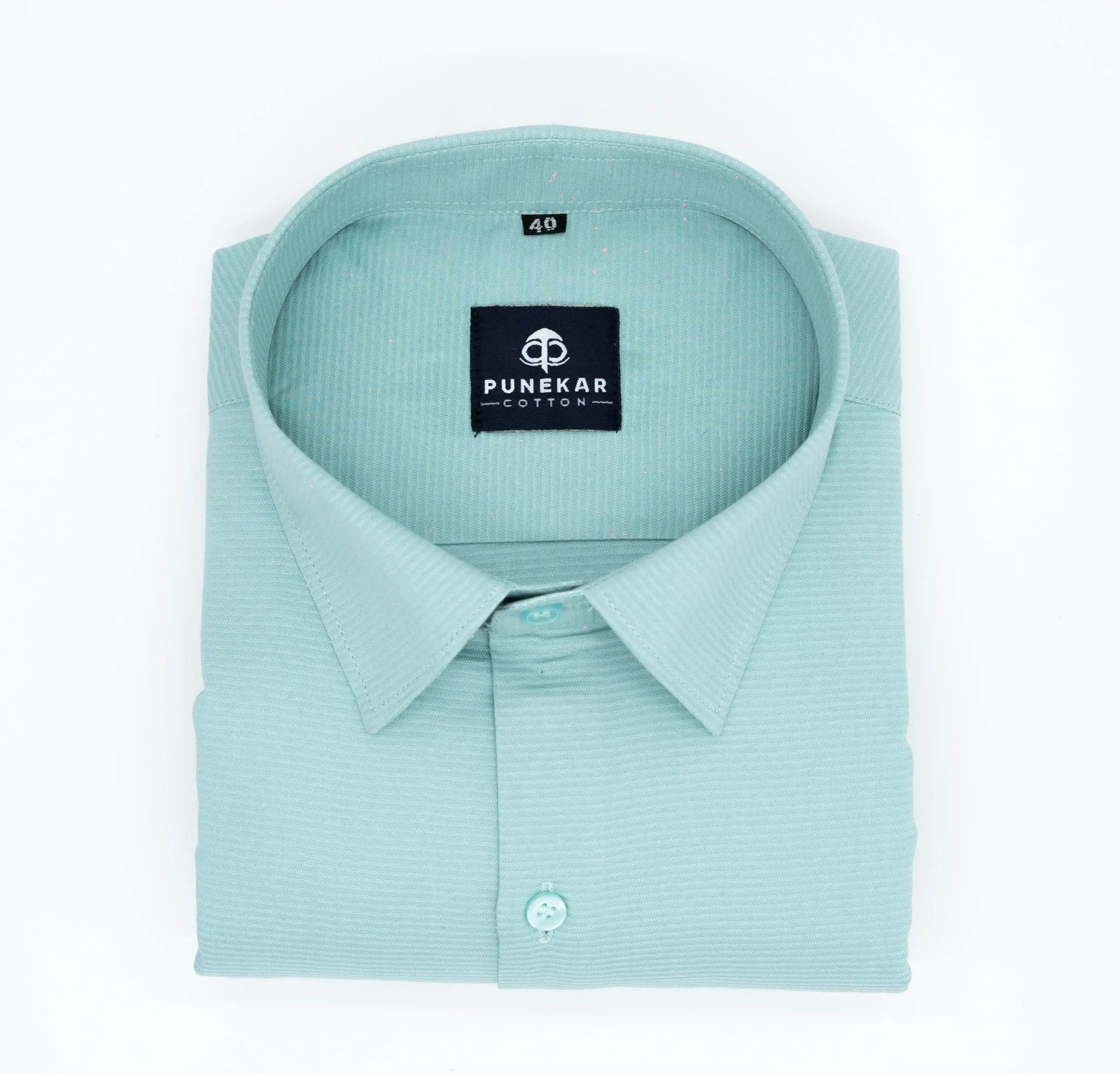 Aqua Green Color Twitter Lining Blende Cotton Shirts For Men