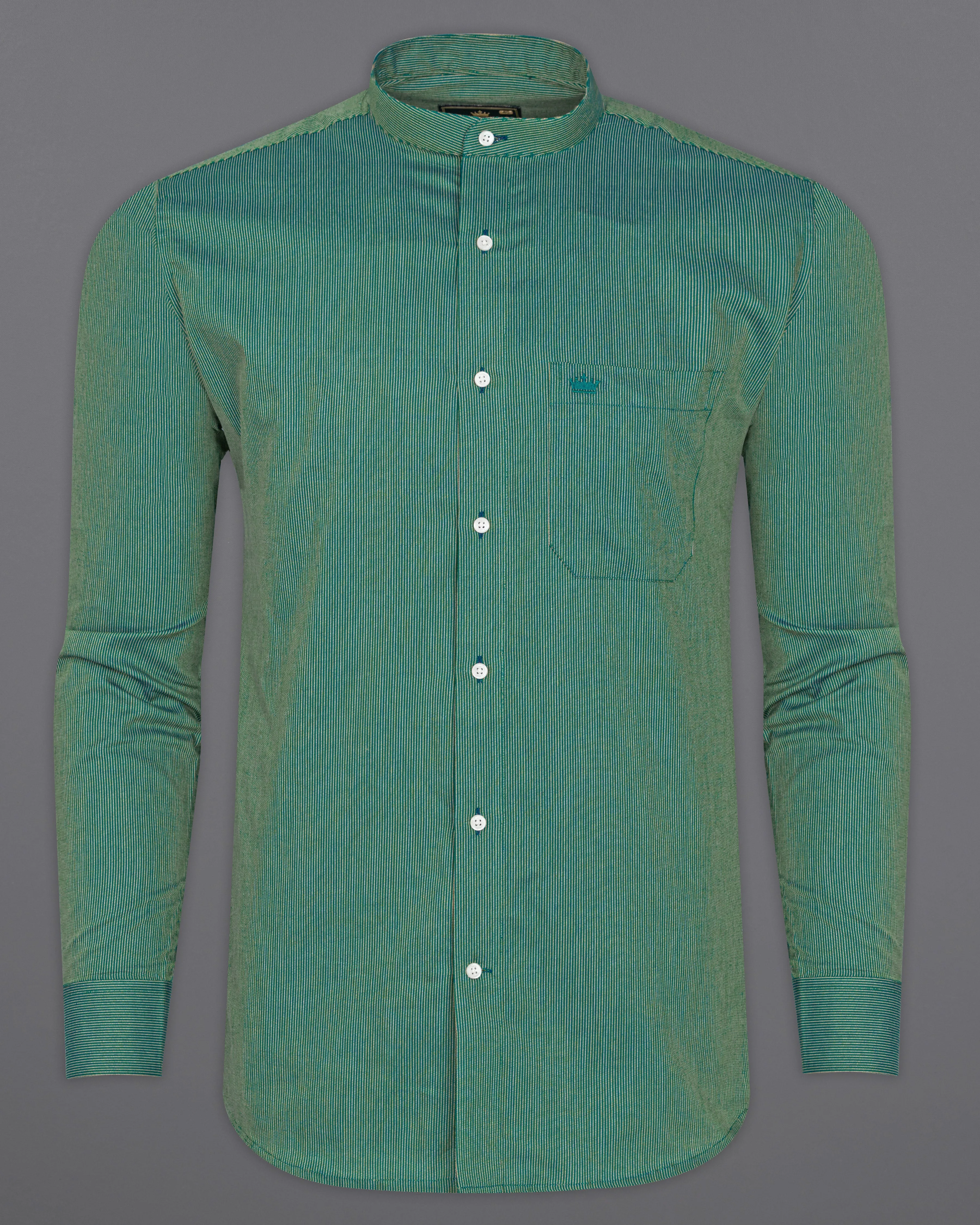 Aquamarine Green with Porche Yellow Two-Tone Jacquard Textured Premium Giza Cotton Shirt