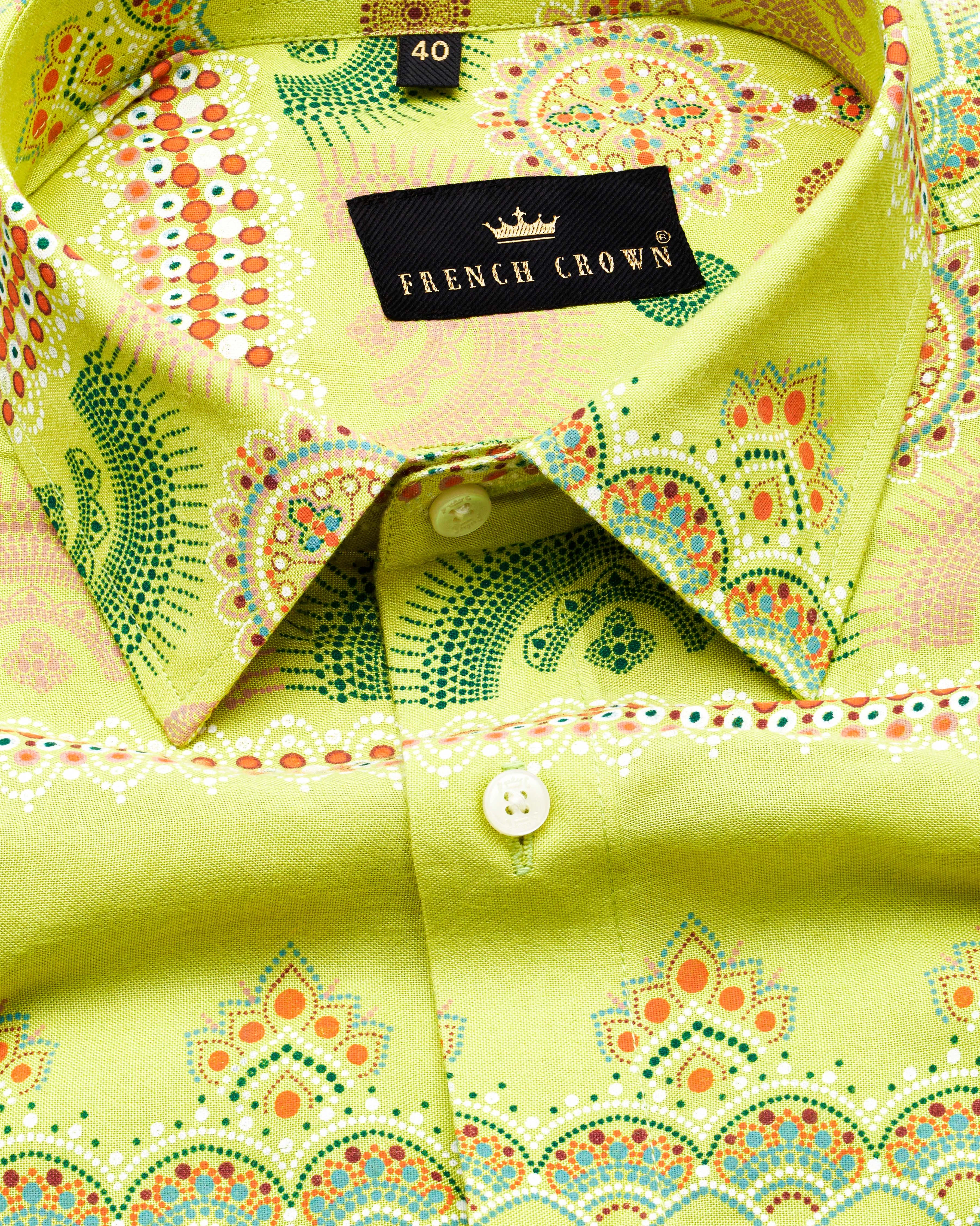 Arylide Green Bohemian Printed Premium Tencel Shirt