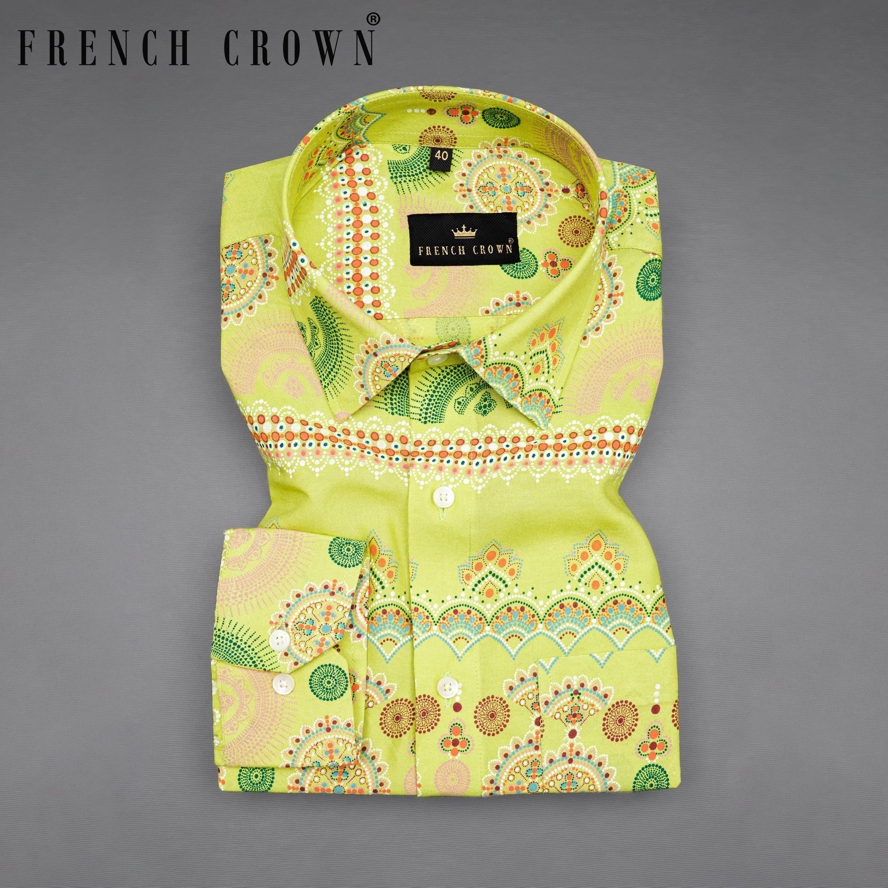 Arylide Green Bohemian Printed Premium Tencel Shirt