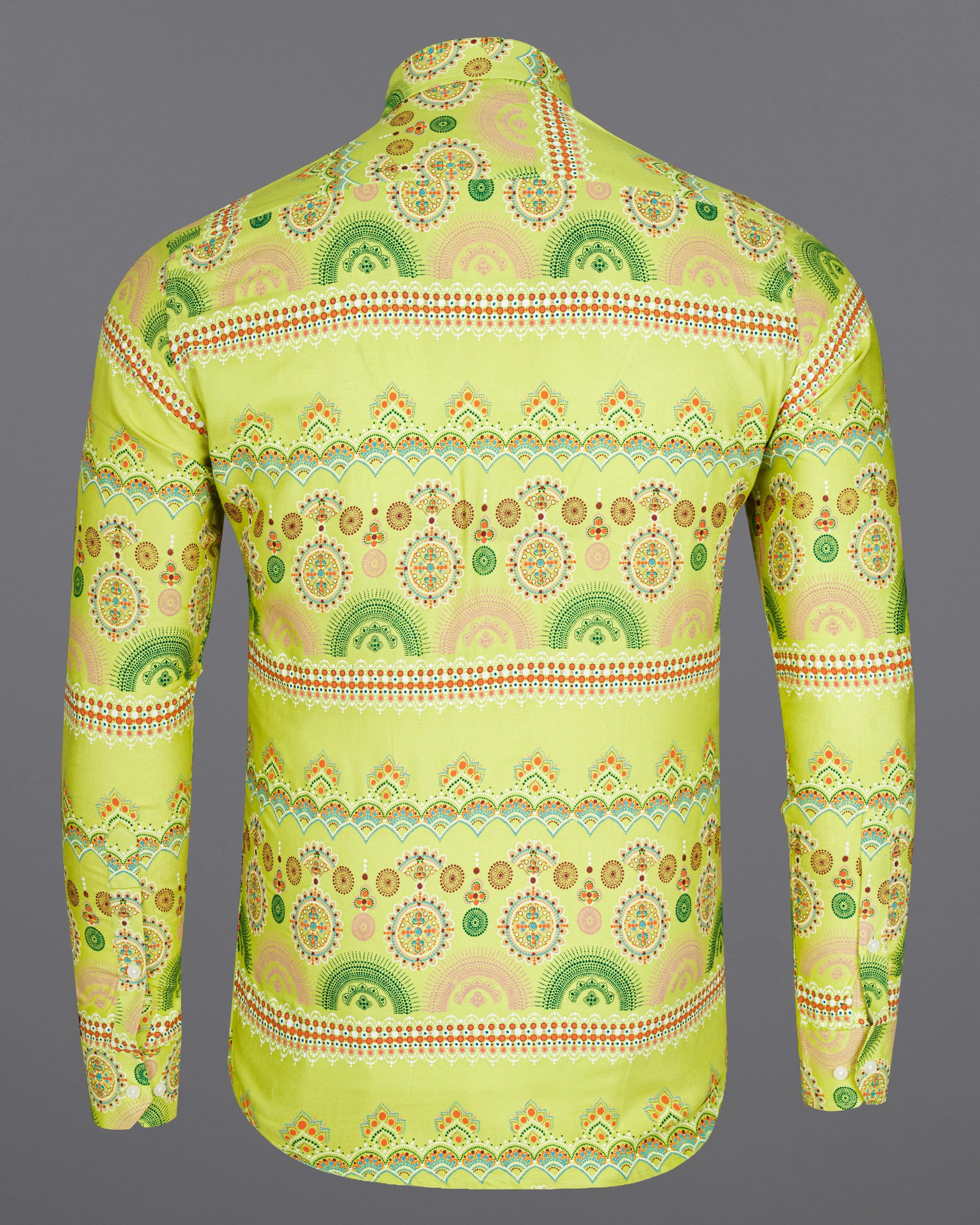 Arylide Green Bohemian Printed Premium Tencel Shirt