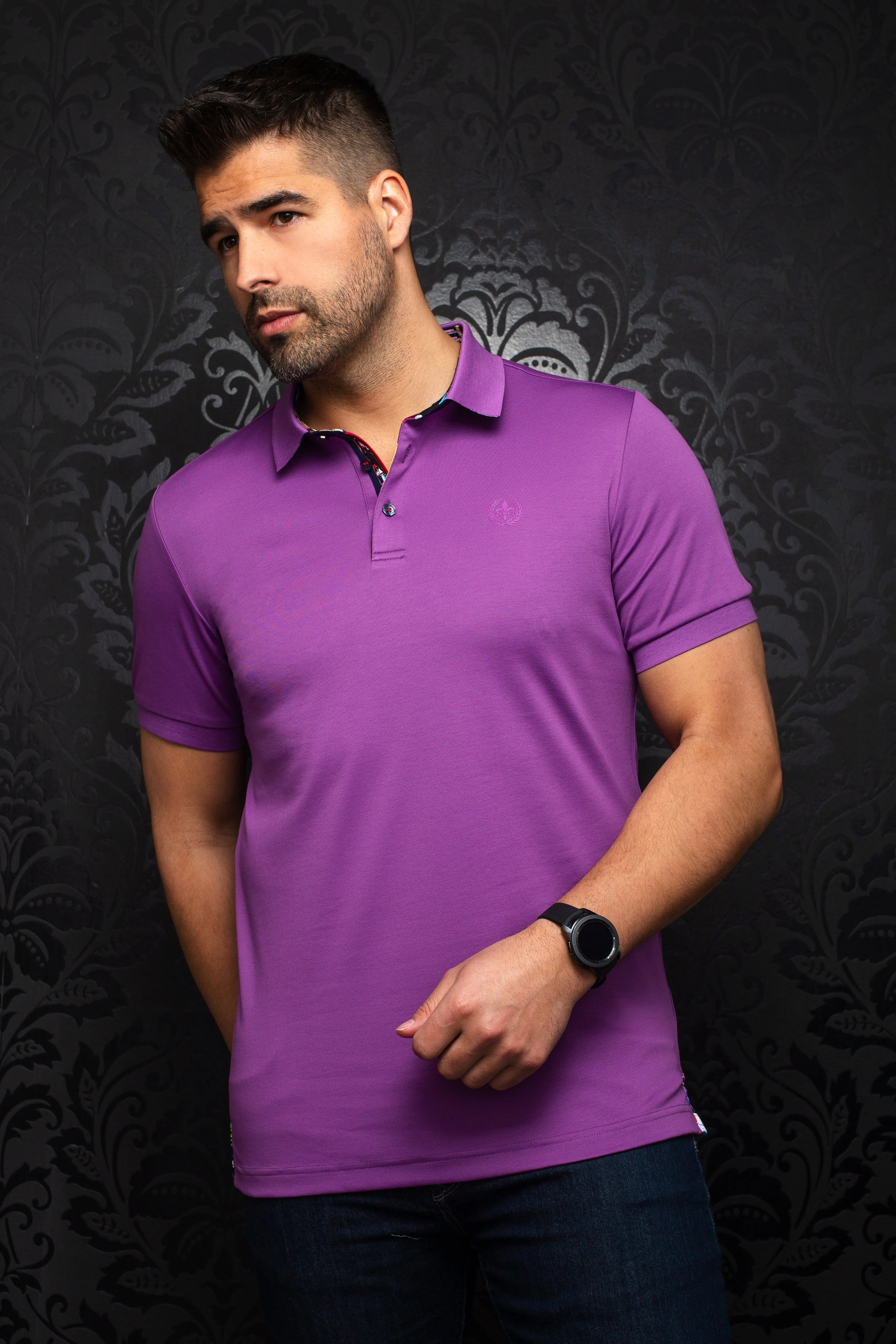 Au Noir Stretch Short-Sleeve Polo | Eagle Purple