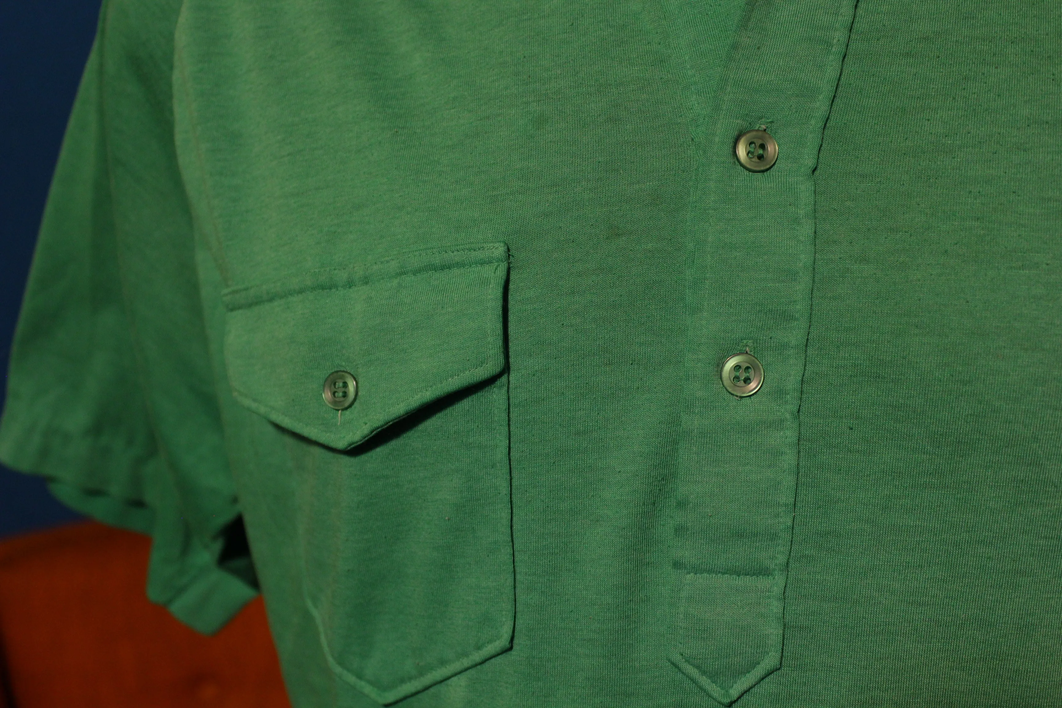 Aureus Masters Green Vintage 80's Polo Short Sleeve 4 Button Shirt Soft and Thin