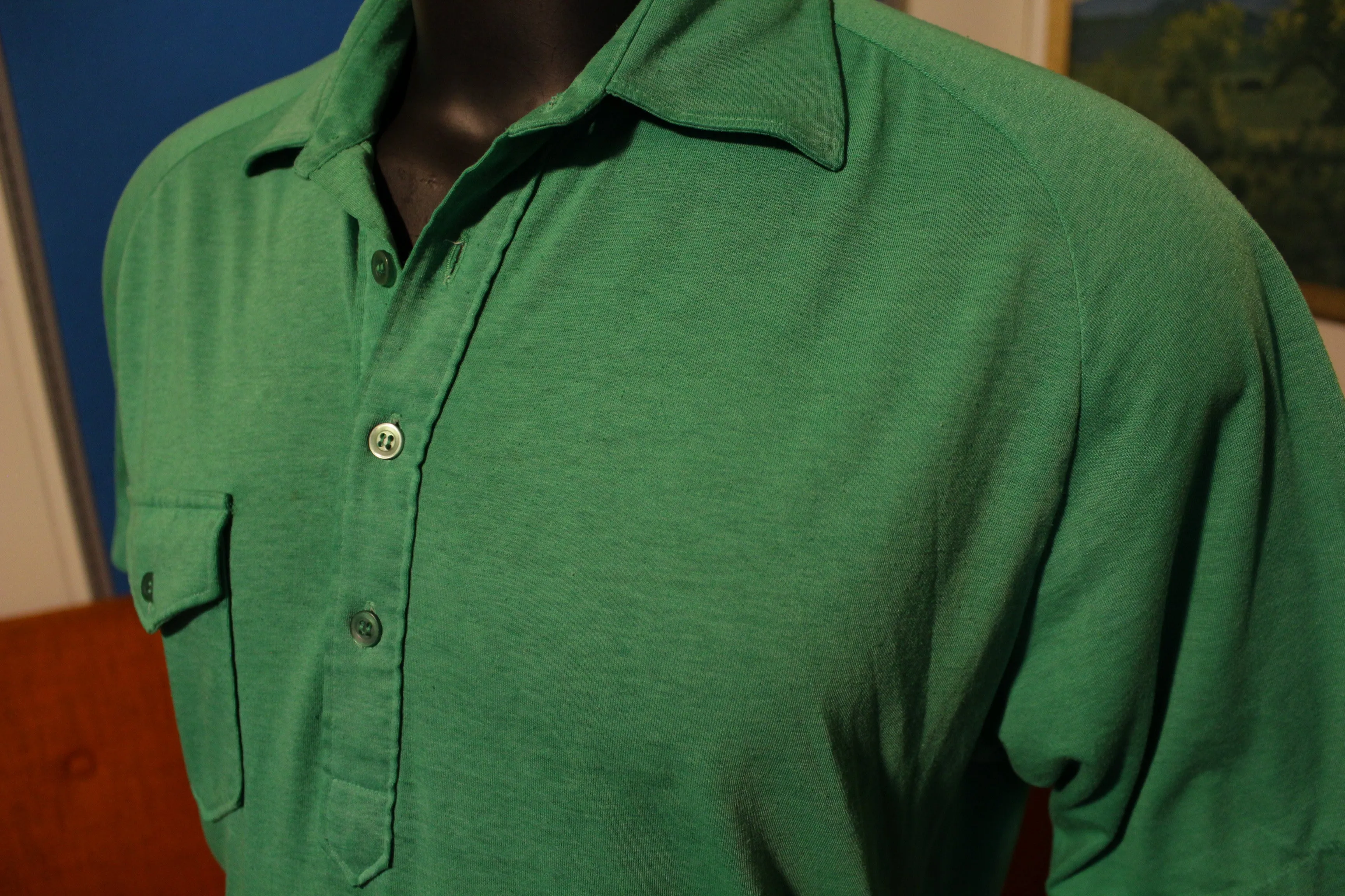 Aureus Masters Green Vintage 80's Polo Short Sleeve 4 Button Shirt Soft and Thin