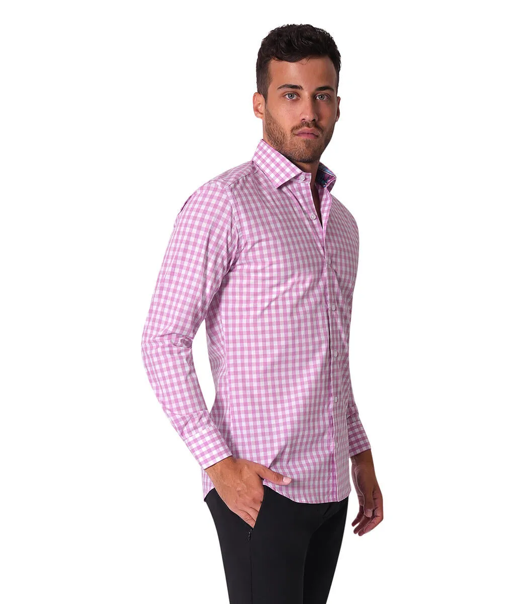 Bertigo Shirt | Oscar-52 Purple White Check Plaid