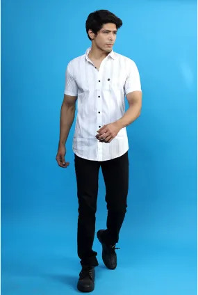 Best White Shirts for Men - Men Casual White Lining Shirt