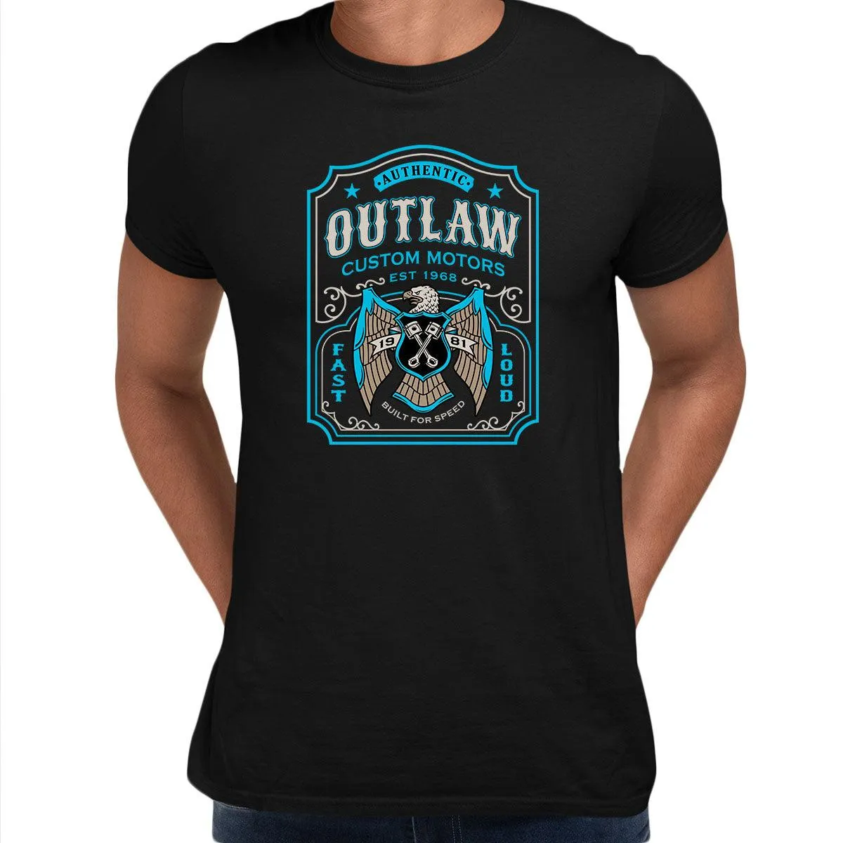 Biker Authentic Outlaw T-Shirt for Men Motorbike Motorcycle Cafe Racer Chopper Bike Unisex T-Shirt