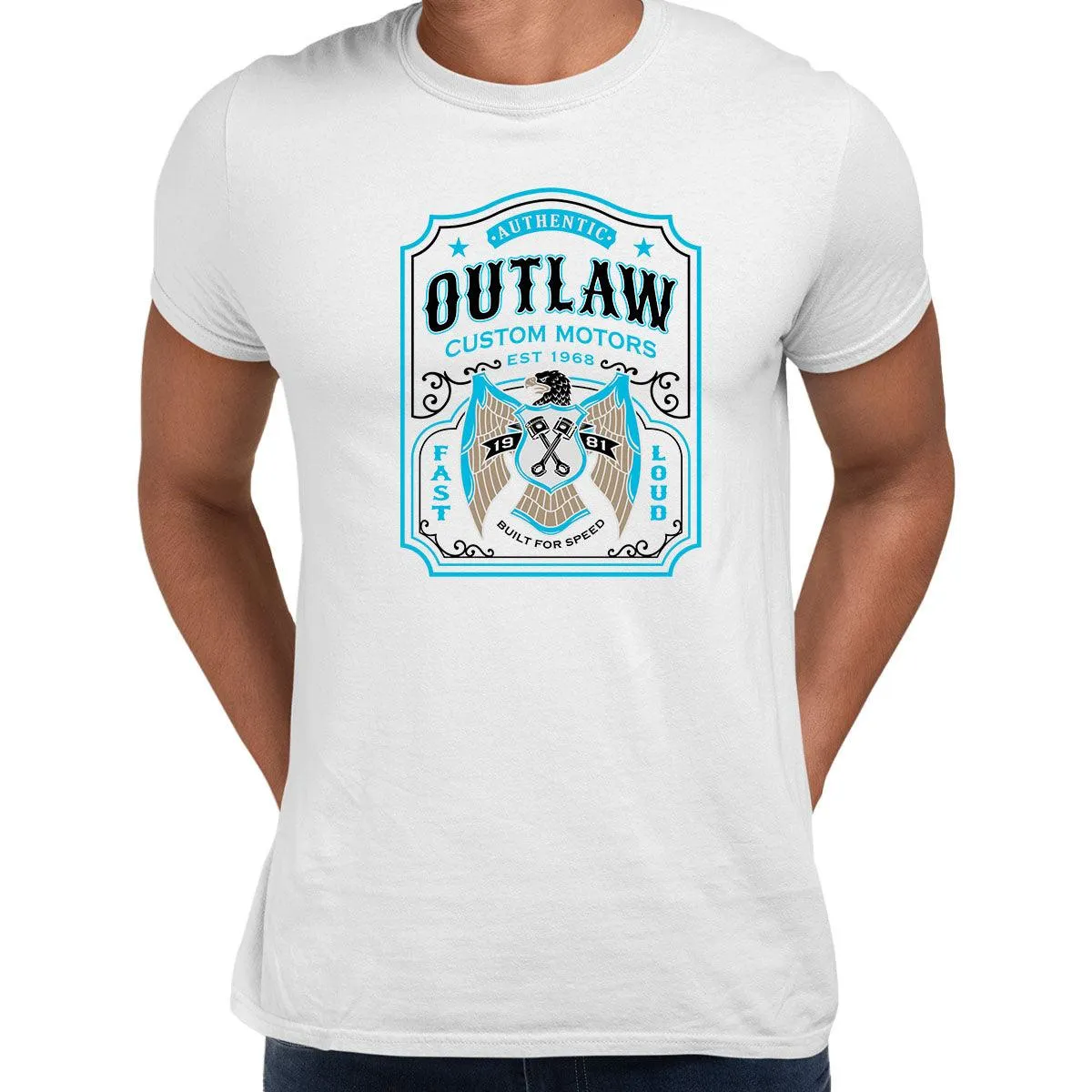 Biker Authentic Outlaw T-Shirt for Men Motorbike Motorcycle Cafe Racer Chopper Bike Unisex T-Shirt