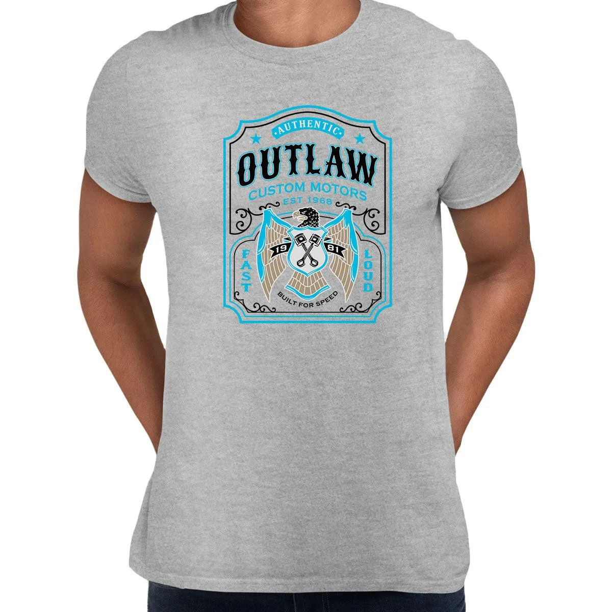 Biker Authentic Outlaw T-Shirt for Men Motorbike Motorcycle Cafe Racer Chopper Bike Unisex T-Shirt