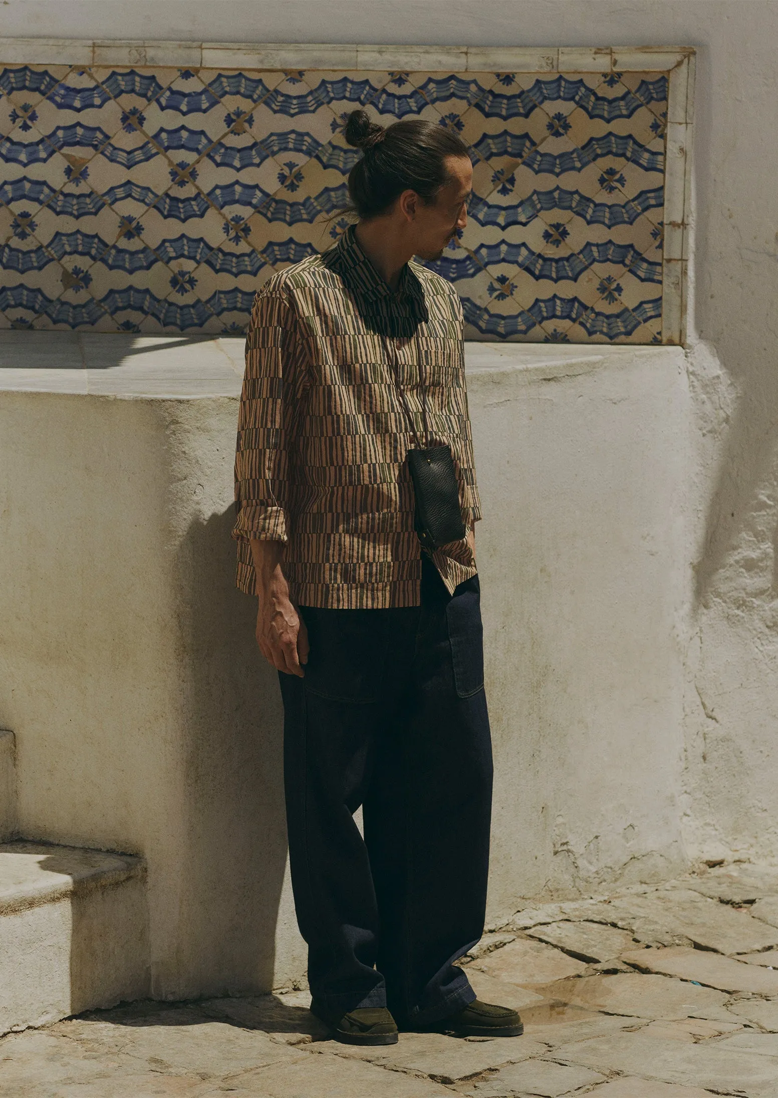 Block Print Camp Collar Shirt | Golden Sand