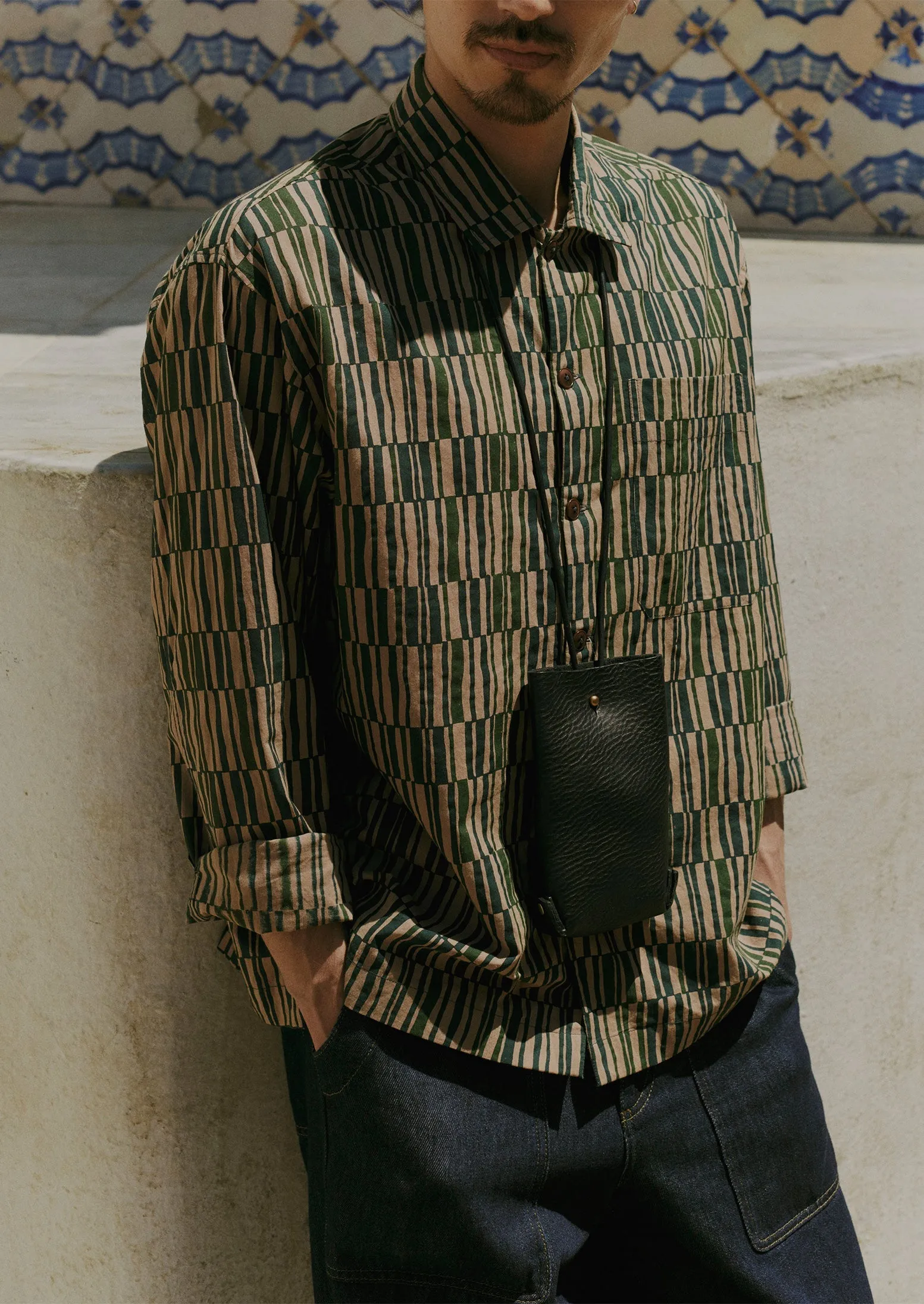 Block Print Camp Collar Shirt | Golden Sand