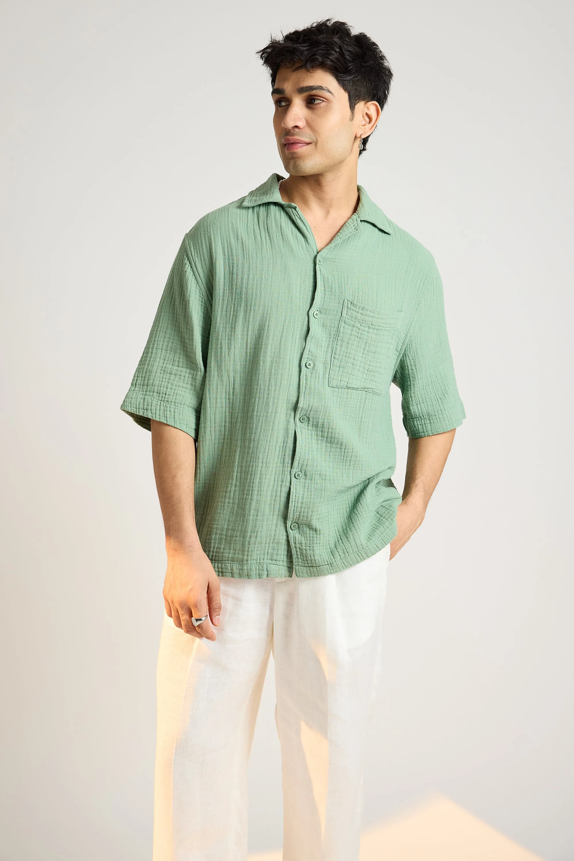 Breezy Relaxed Green Men's Shirt