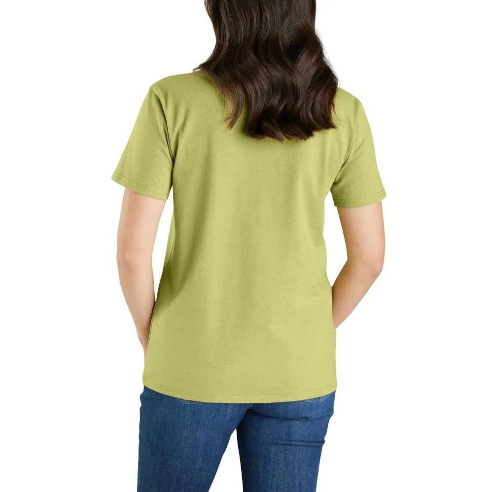 'Carhartt' Women's Heavyweight Floral Logo T-Shirt - Green Olive Heather