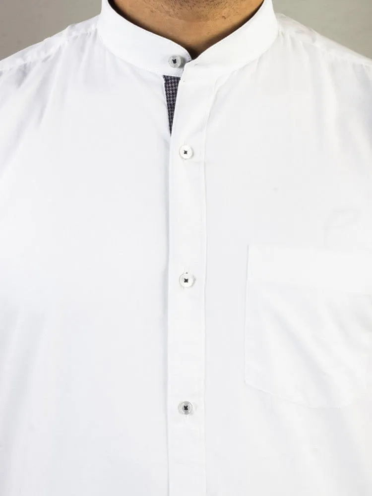 Casual Shirts for Men - Solid Mandarin Collar Cotton Shirt