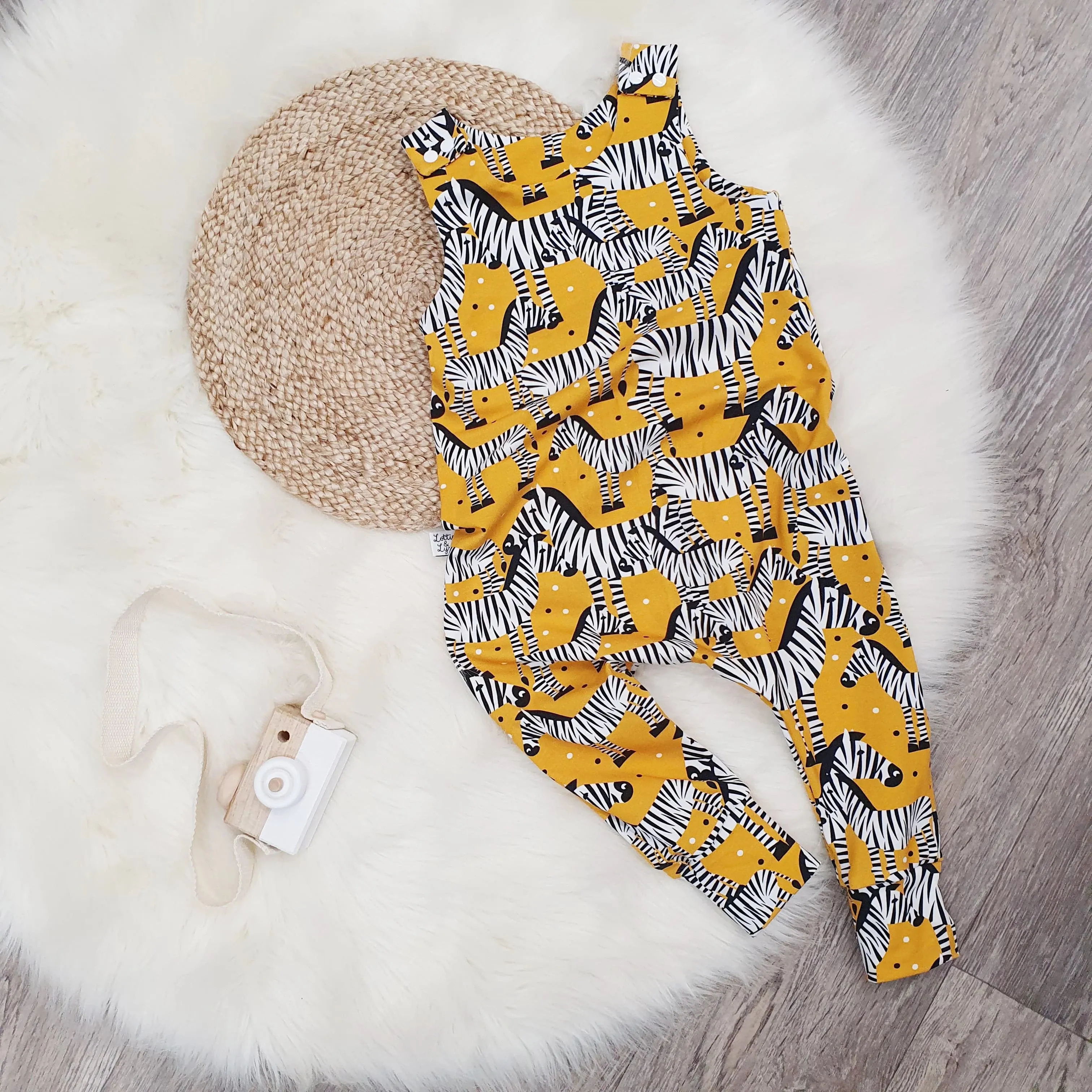 Child & Toddler Dungarees | Mustard Zebras