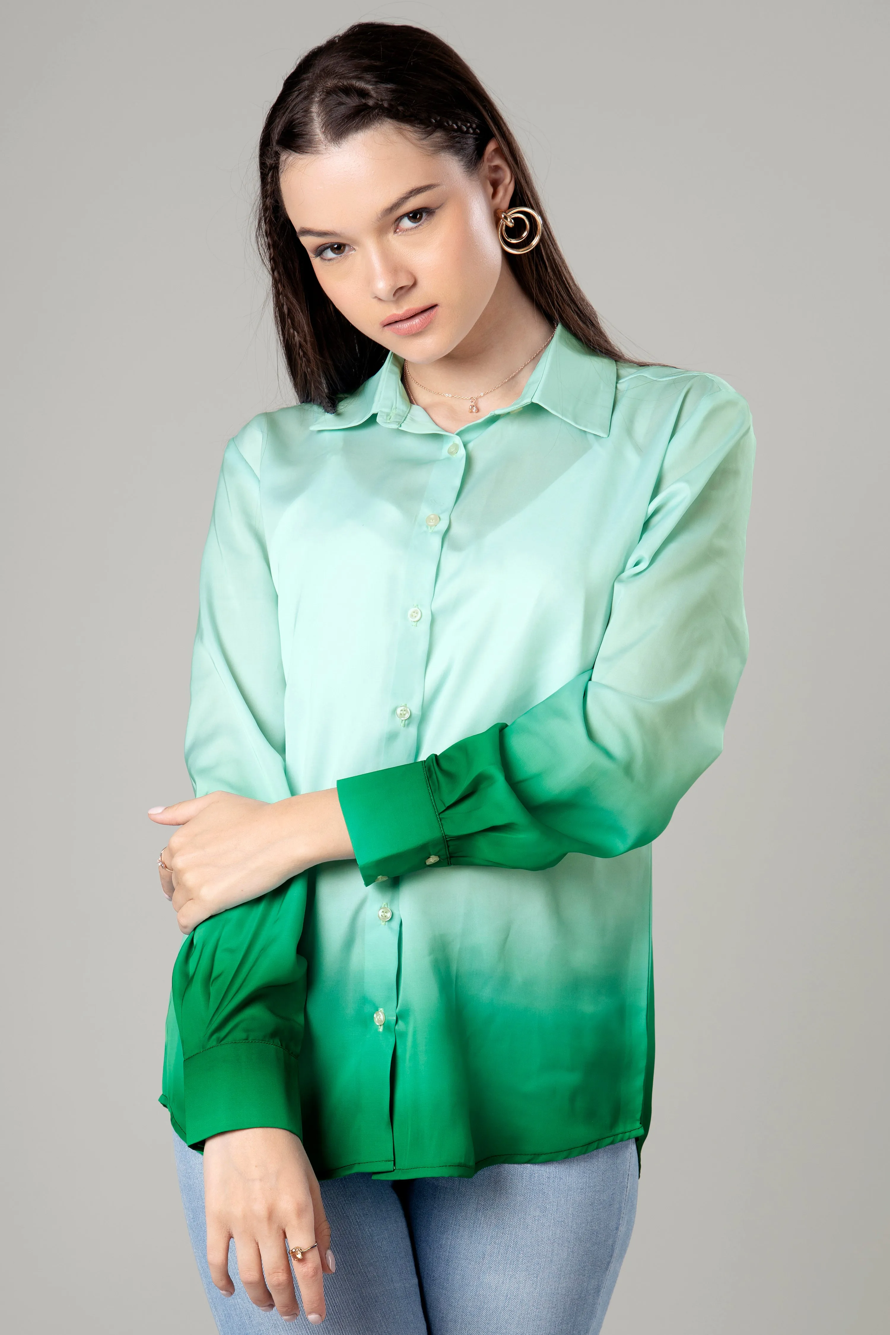 Classic Casual Ombre Shirt For Women