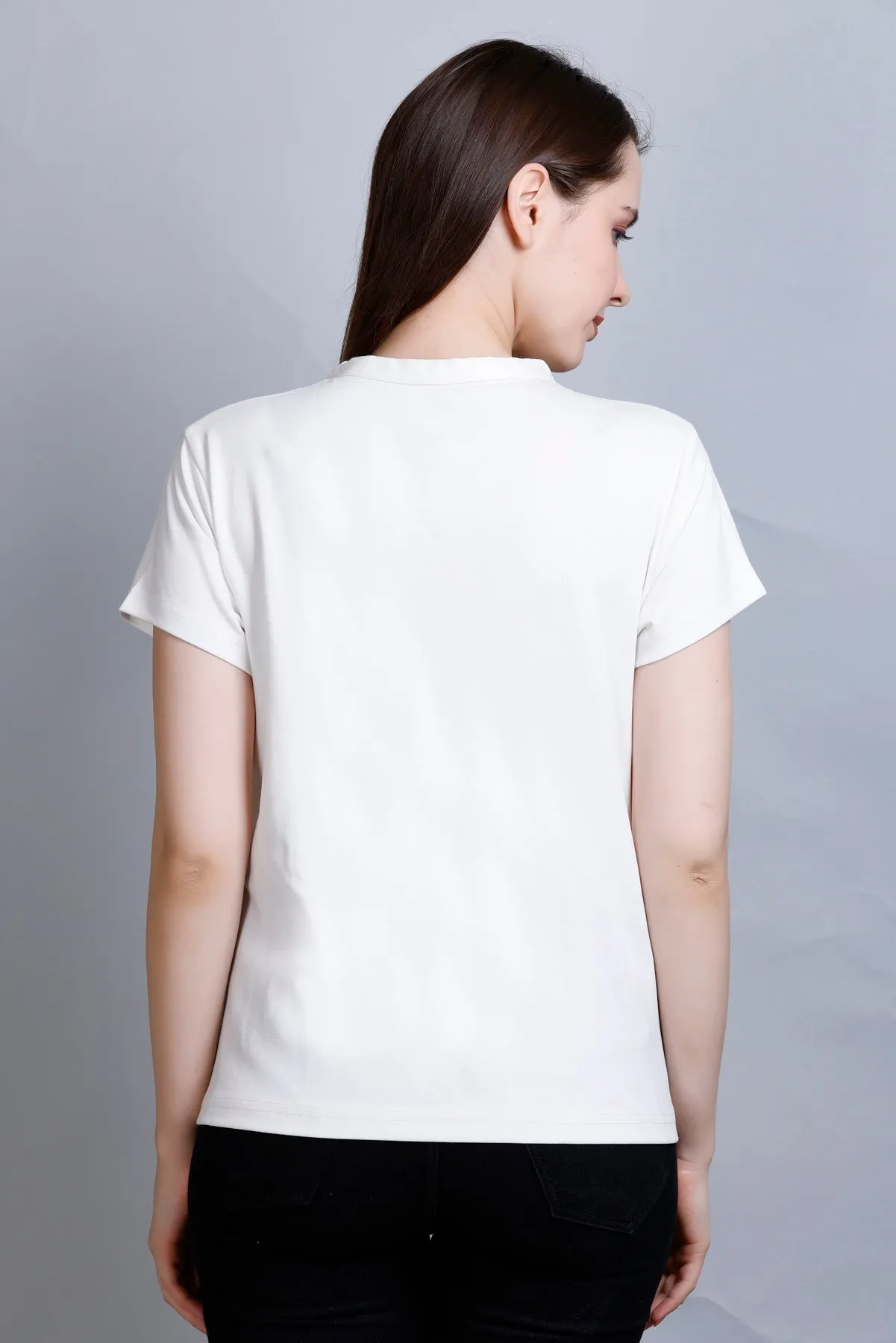 Cool & Casual Basic T-Shirt For Women -White (Available  In Plus Sizes)