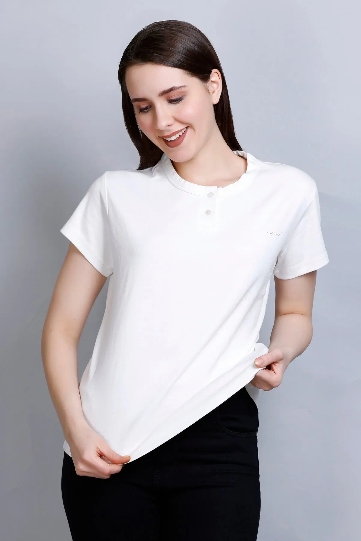 Cool & Casual Basic T-Shirt For Women -White (Available  In Plus Sizes)