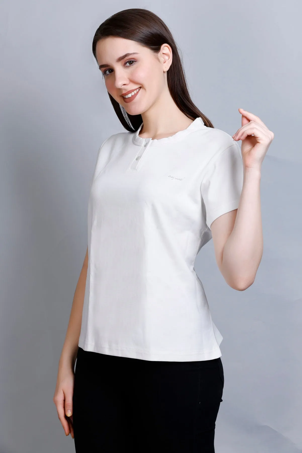 Cool & Casual Basic T-Shirt For Women -White (Available  In Plus Sizes)