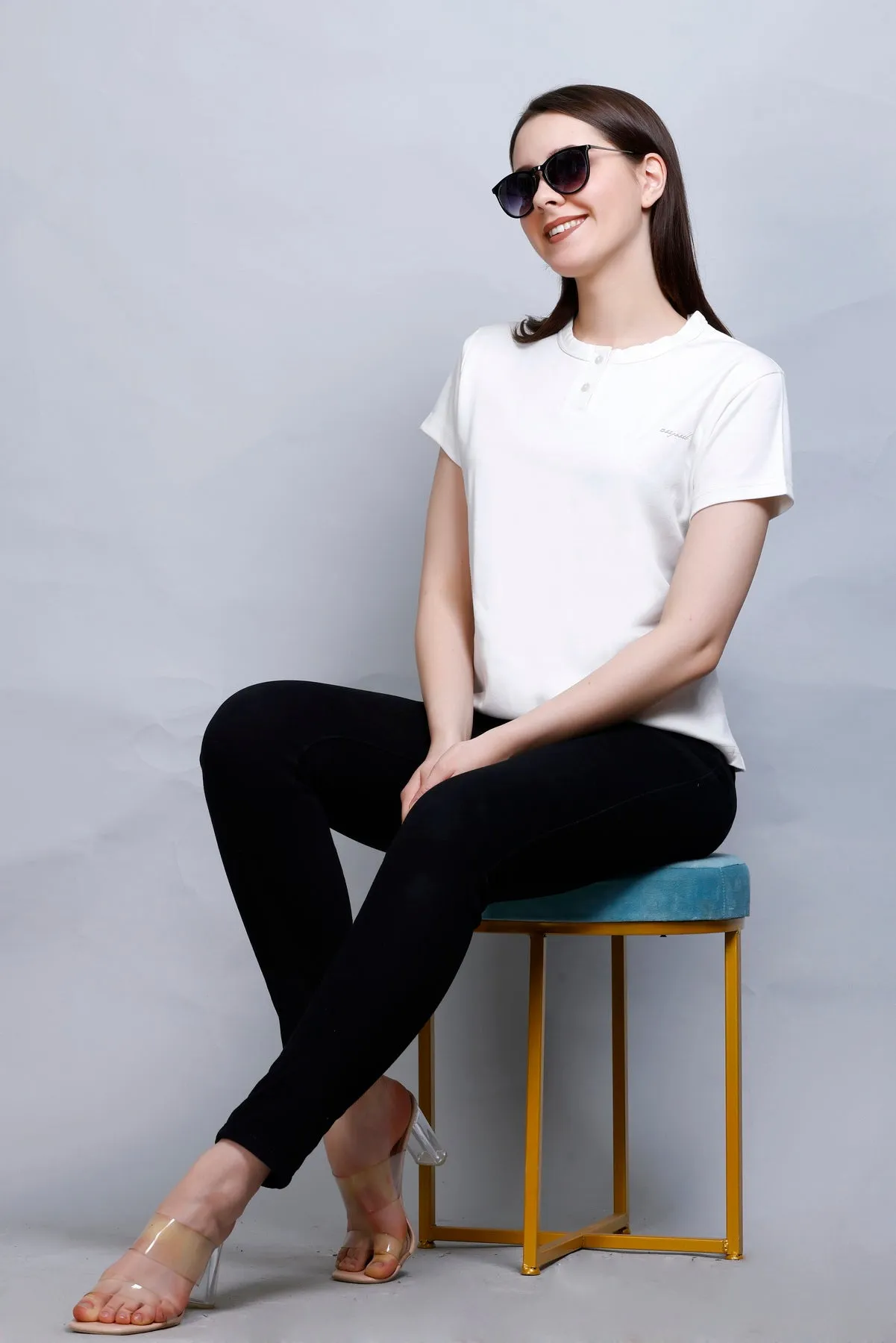 Cool & Casual Basic T-Shirt For Women -White (Available  In Plus Sizes)