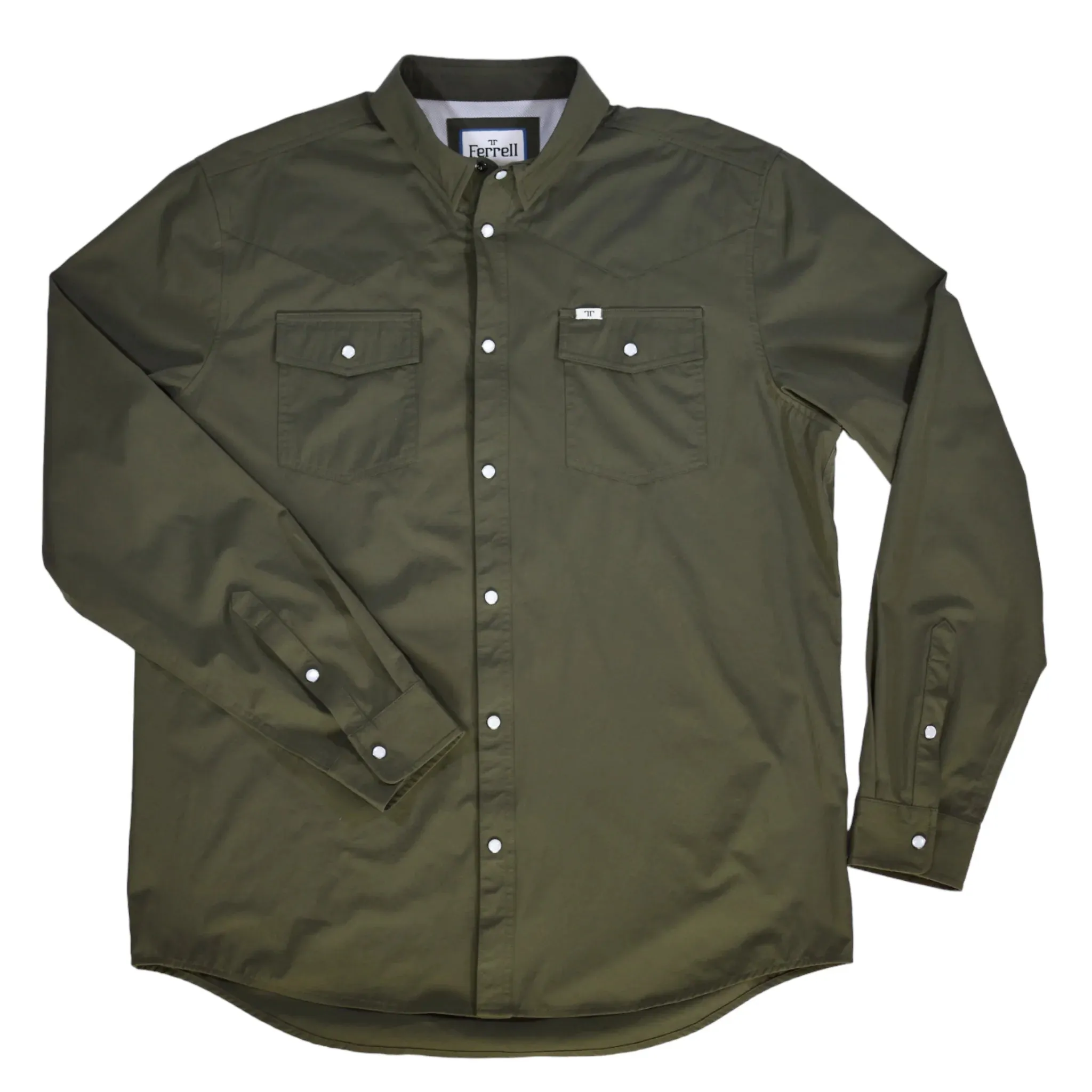 CORE - Olive Green Long Sleeve Snap Shirt