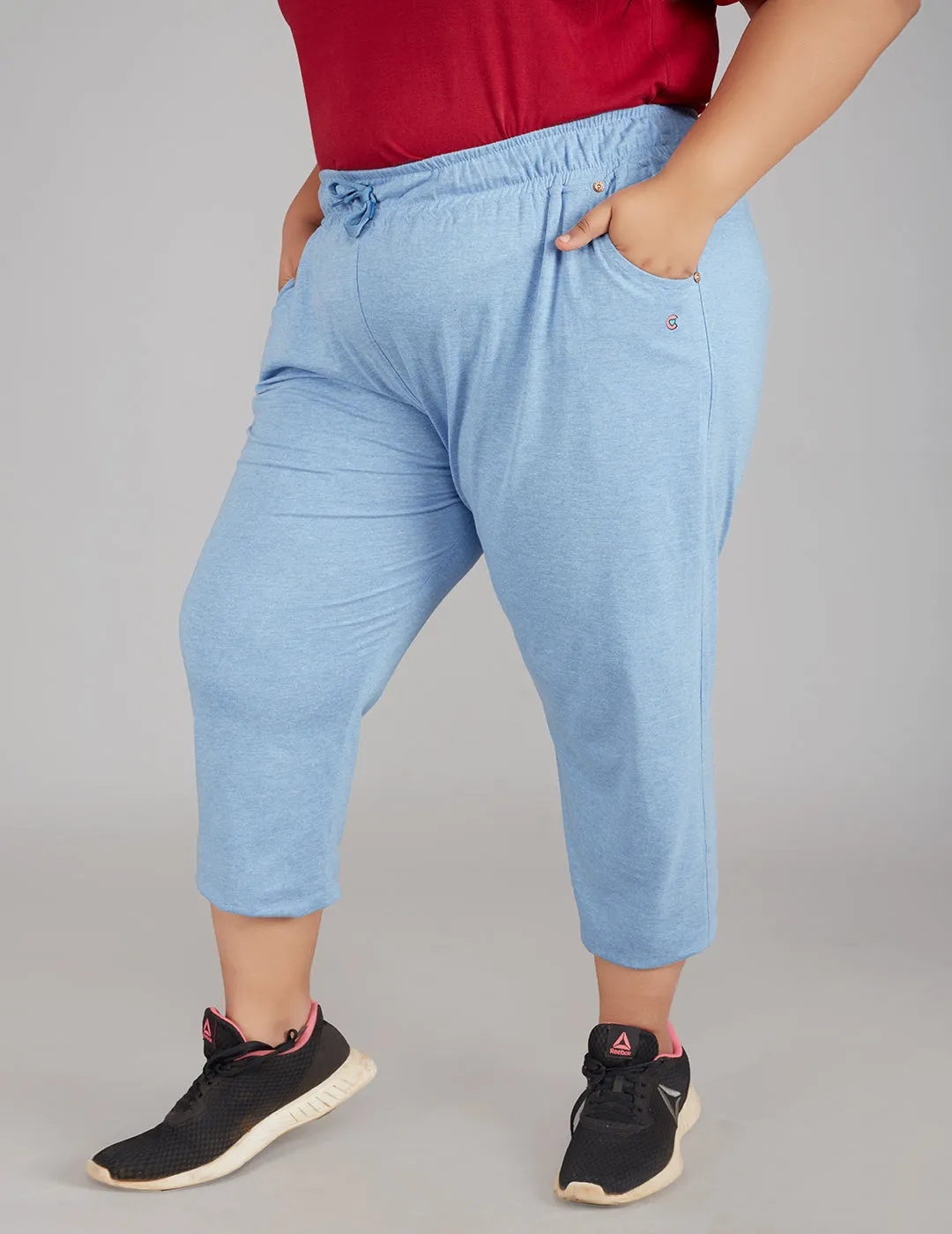 Cotton Capris For Women - Half Capri Pants - Sky Blue