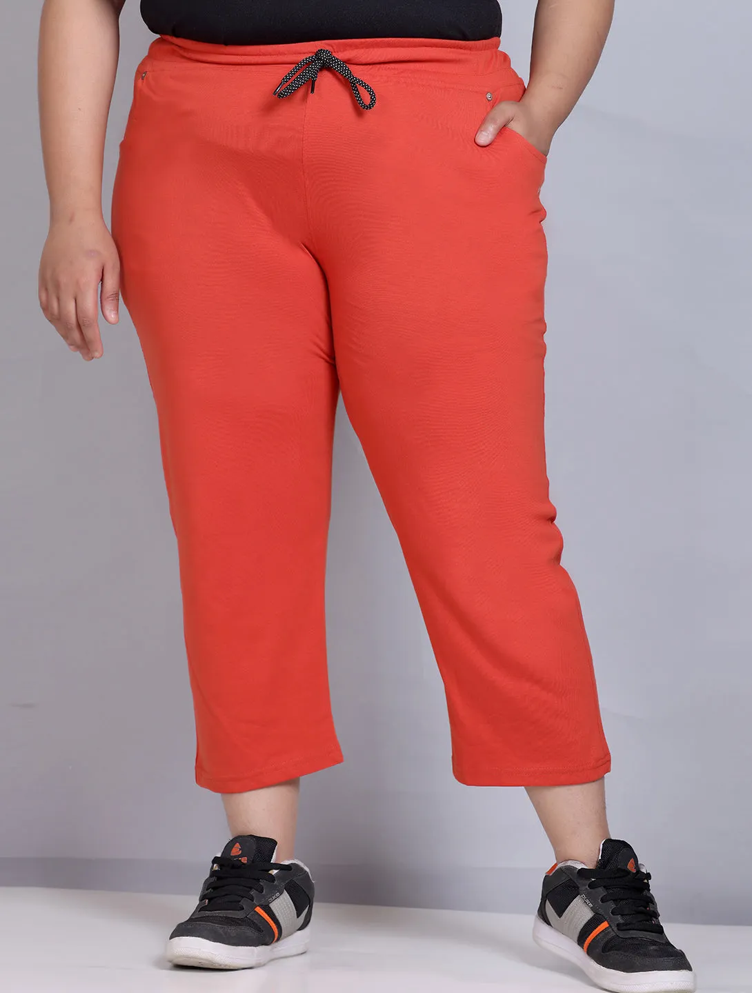 Cotton Capris For Women - Half Capri Pants - Tangy Orange