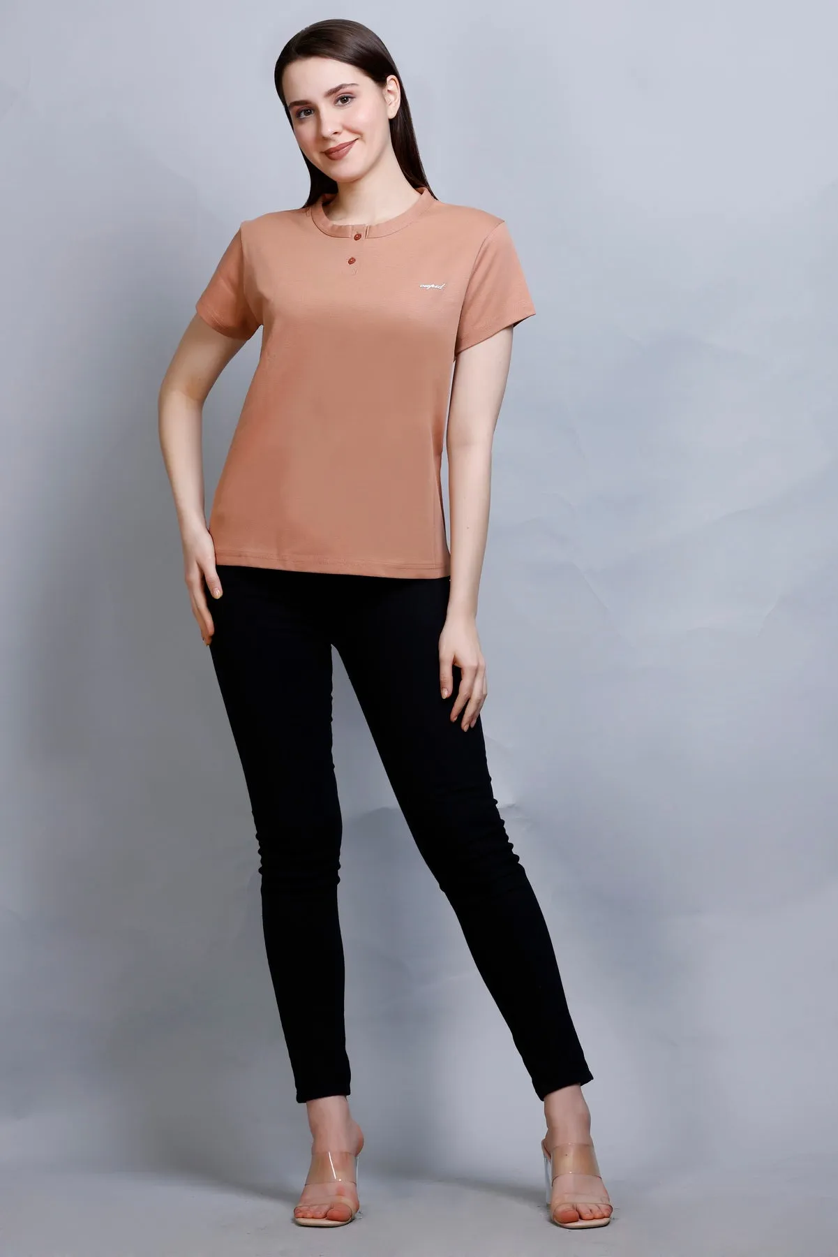 Cotton Casual Basic T-shirts For Summers - Squash (Available  In Plus Sizes)