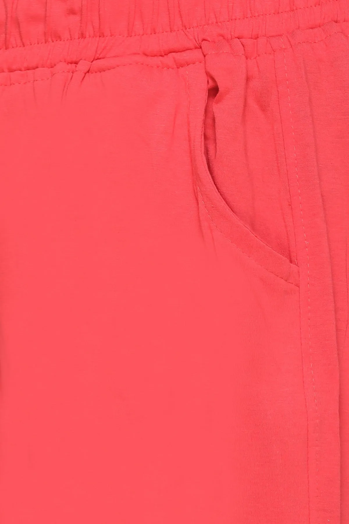 Cotton Shorts For Women - Plain Bermuda - Coral Red