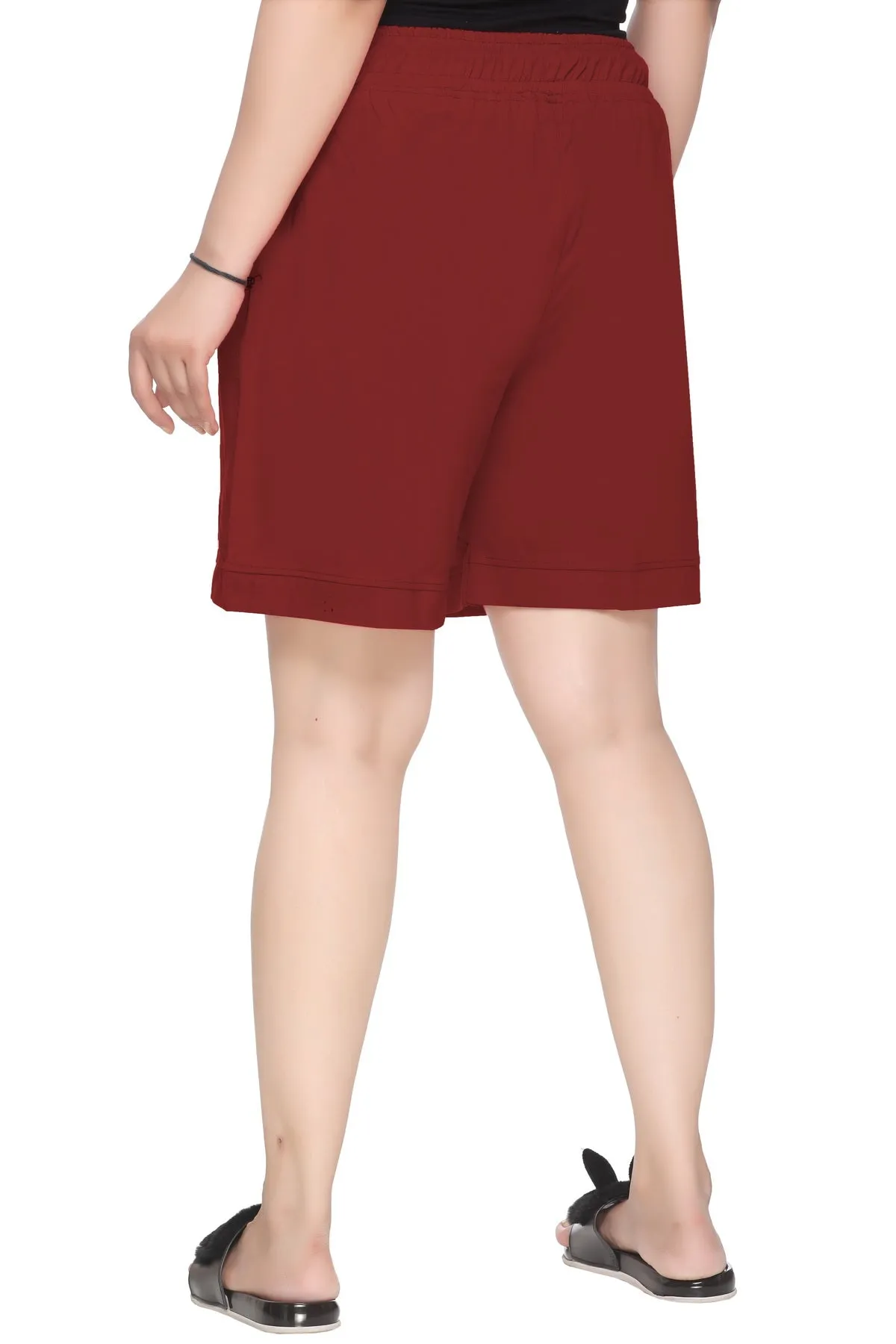 Cotton Shorts For Women - Plain Bermuda - Maroon