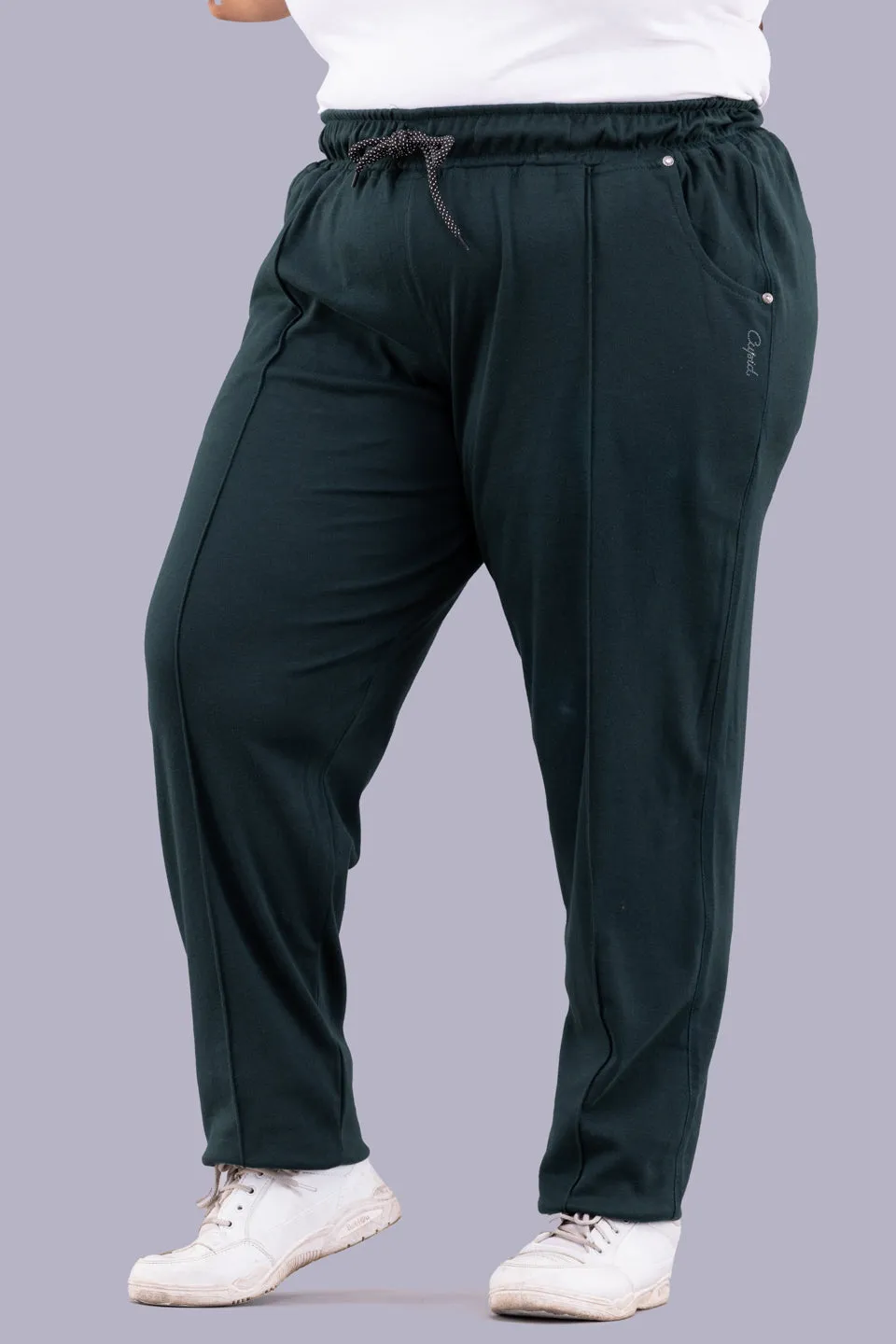 Cotton Track Pants - Relaxed Fit Lounge Pants - Bottle Green