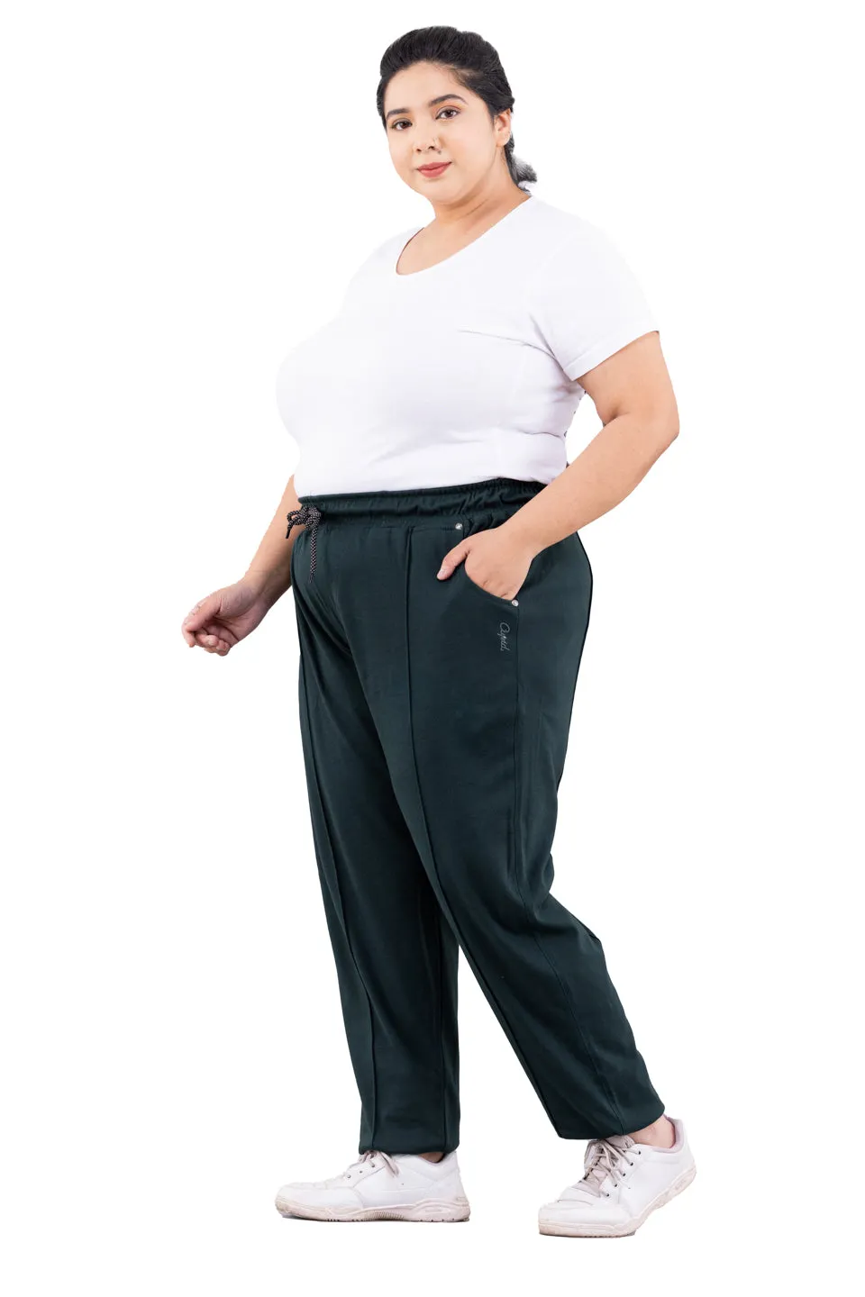 Cotton Track Pants - Relaxed Fit Lounge Pants - Bottle Green