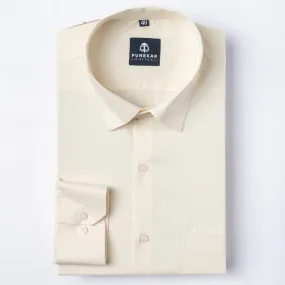 Cream Color Dotted Dobby Cotton Shirt For Men