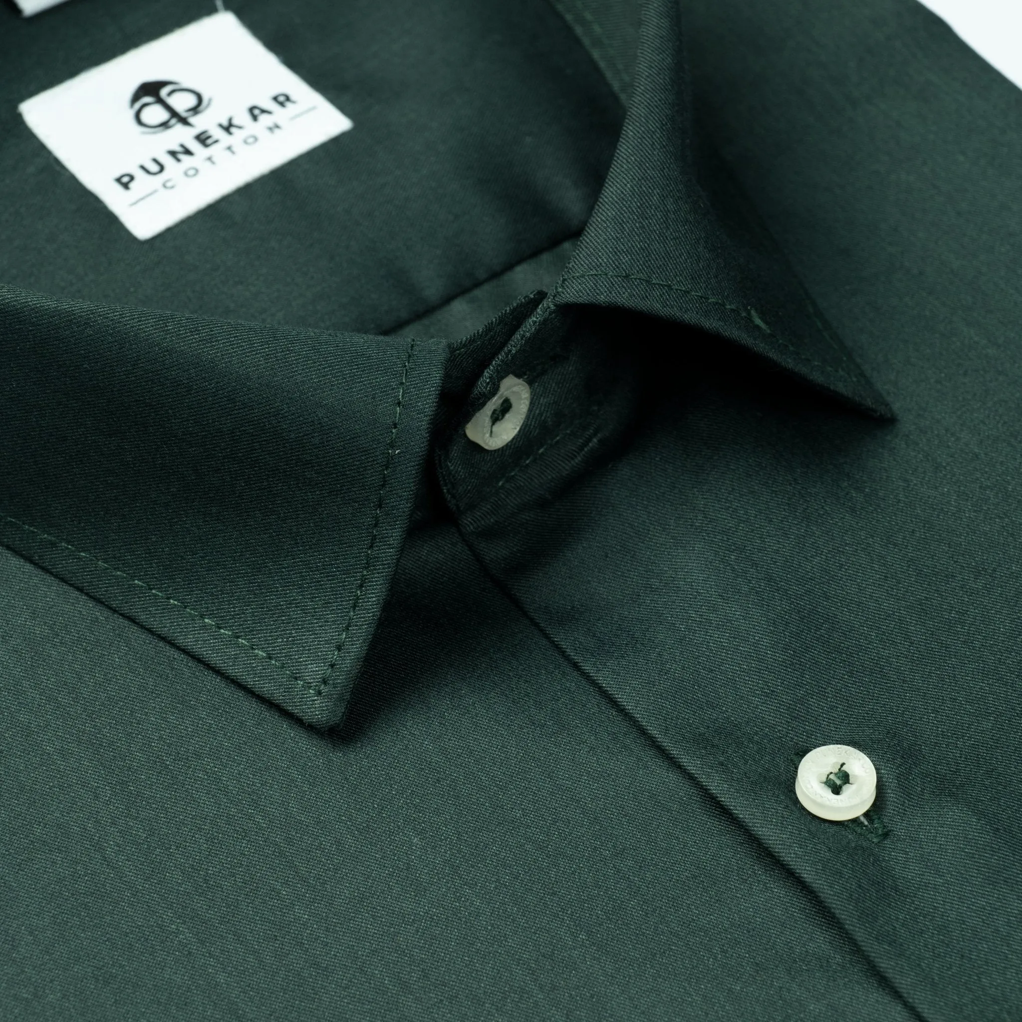 Dark Green Soft Satin Cotton Shirt For Men