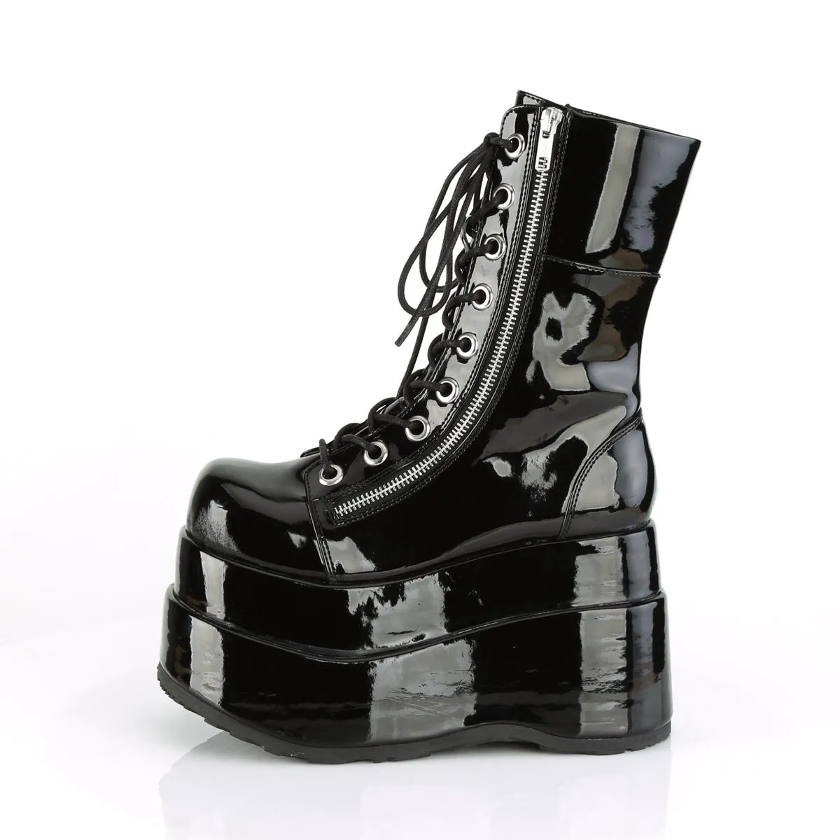 Demonia BEAR-265 | Black  Patent Leather Mid-Calf Boots