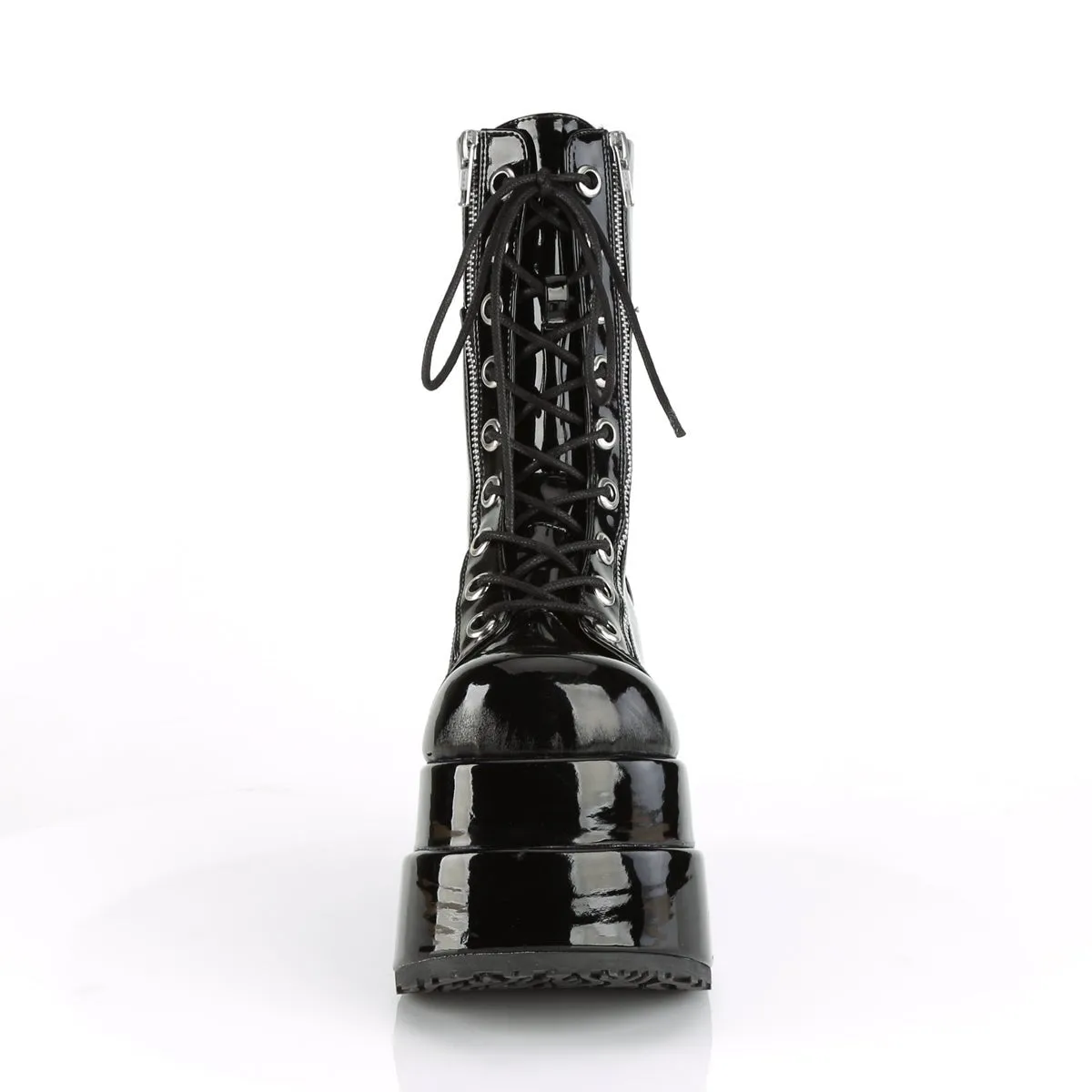 Demonia BEAR-265 | Black  Patent Leather Mid-Calf Boots