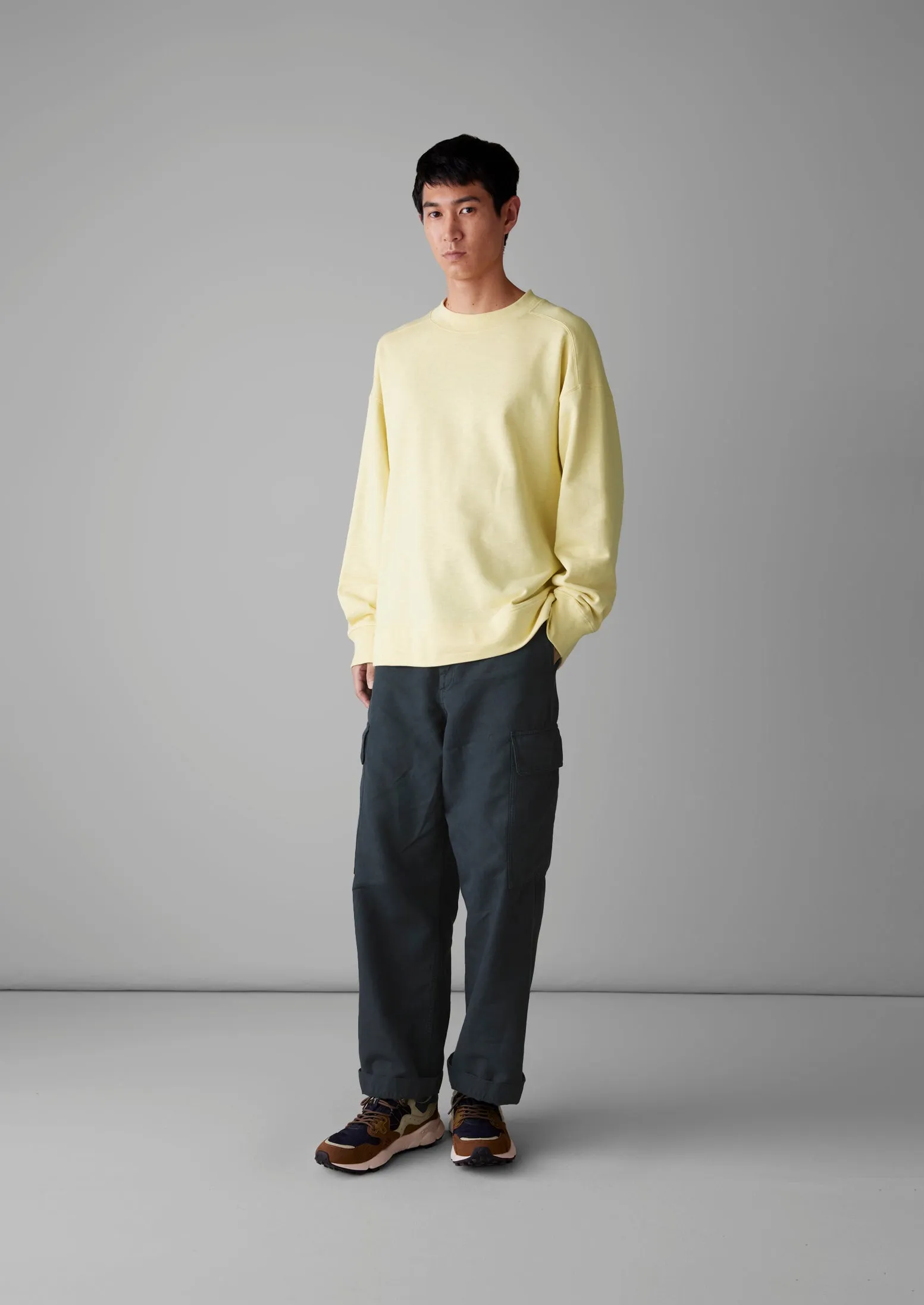 Dropped Shoulder Loopback Jersey Sweatshirt | Yellow