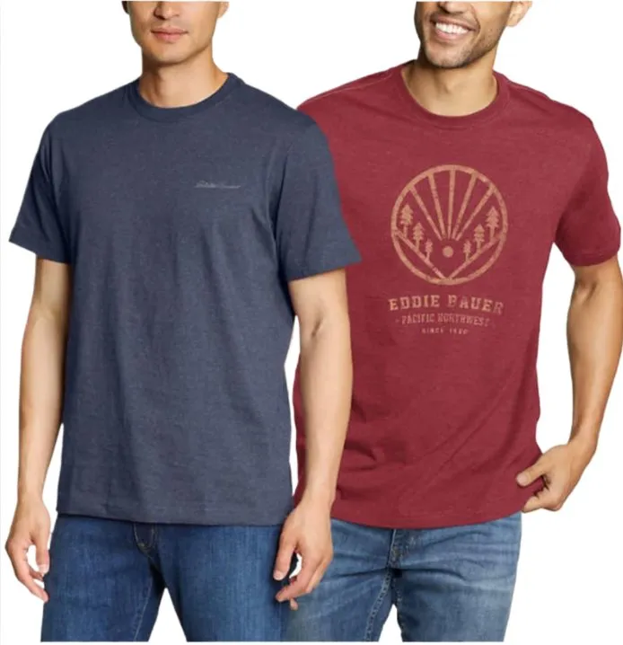 Eddie Bauer Men's 2 Pack Graphic Crew T-Shirts