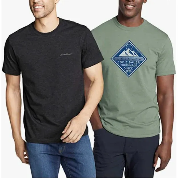 Eddie Bauer Men's 2 Pack Graphic Crew T-Shirts