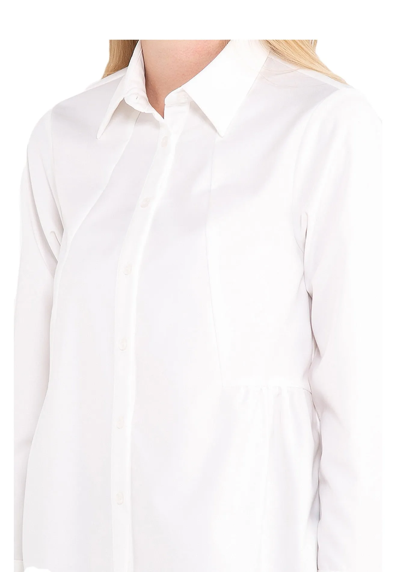 ELLE Apparel Collar Neck High Low Tailored Shirt