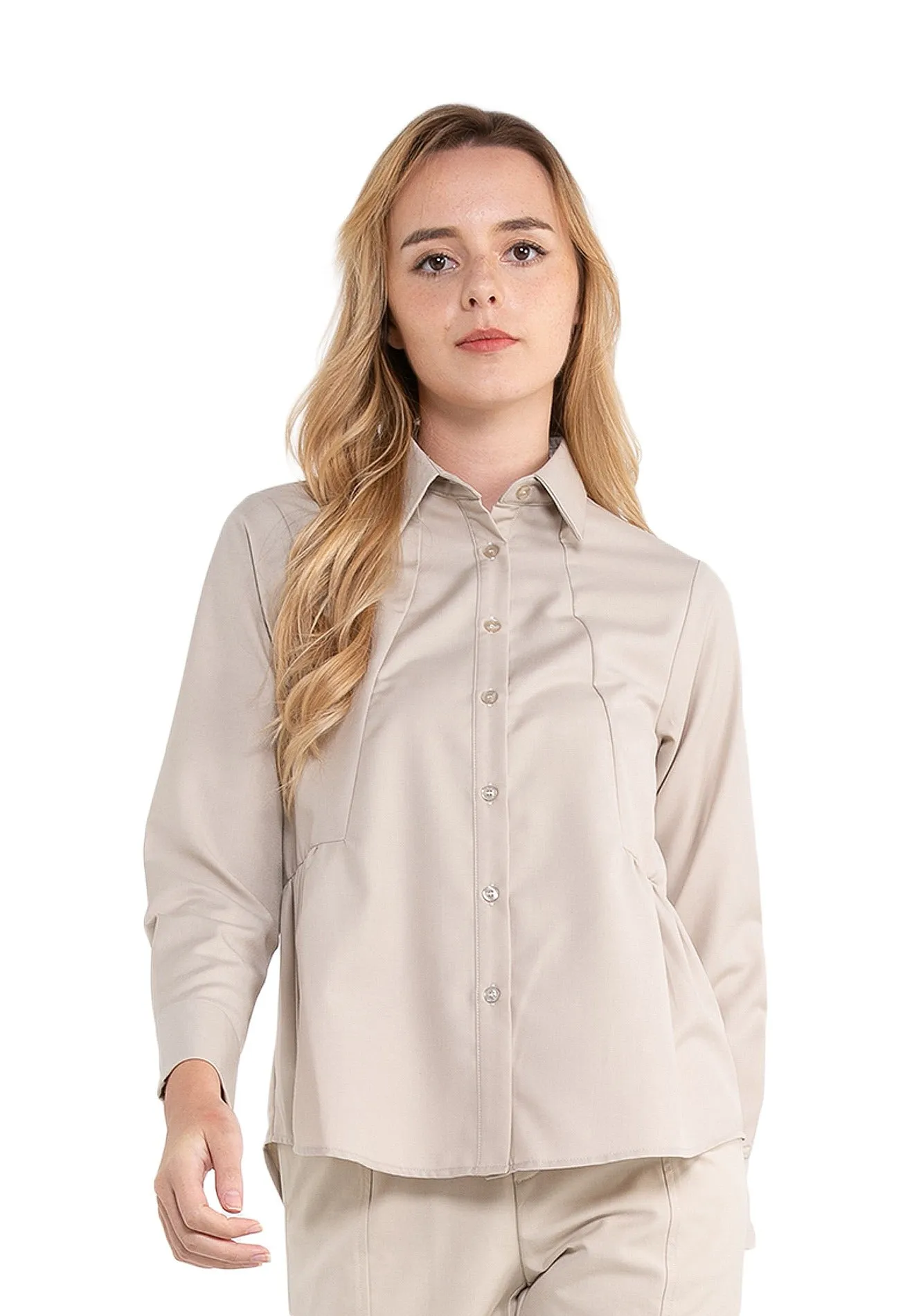 ELLE Apparel Collar Neck High Low Tailored Shirt